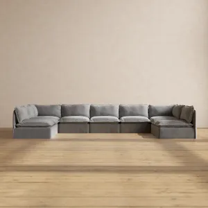 Modular Performance 9-Seater Open-Ends U-Sectional in Ash | Deluxe Blend