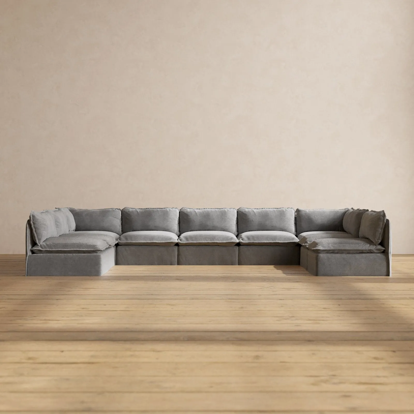 Modular Performance 9-Seater Open-Ends U-Sectional in Ash | Deluxe Blend