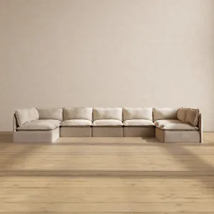 Modular Performance 9-Seater Open-Ends U-Sectional in Oat | Relaxed Blend