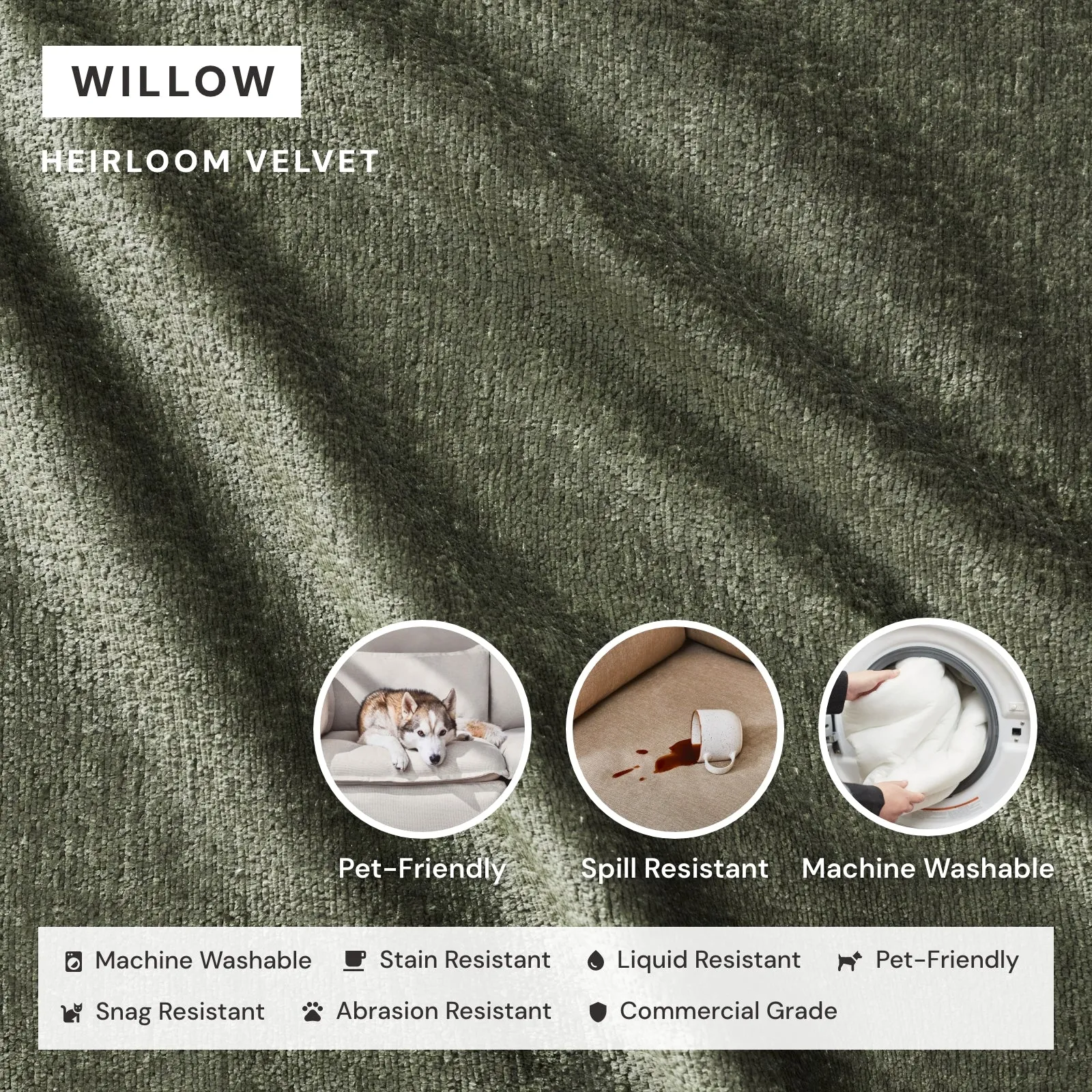 Modular Performance 9-Seater Open-Ends U-Sectional in Willow | Relaxed Blend