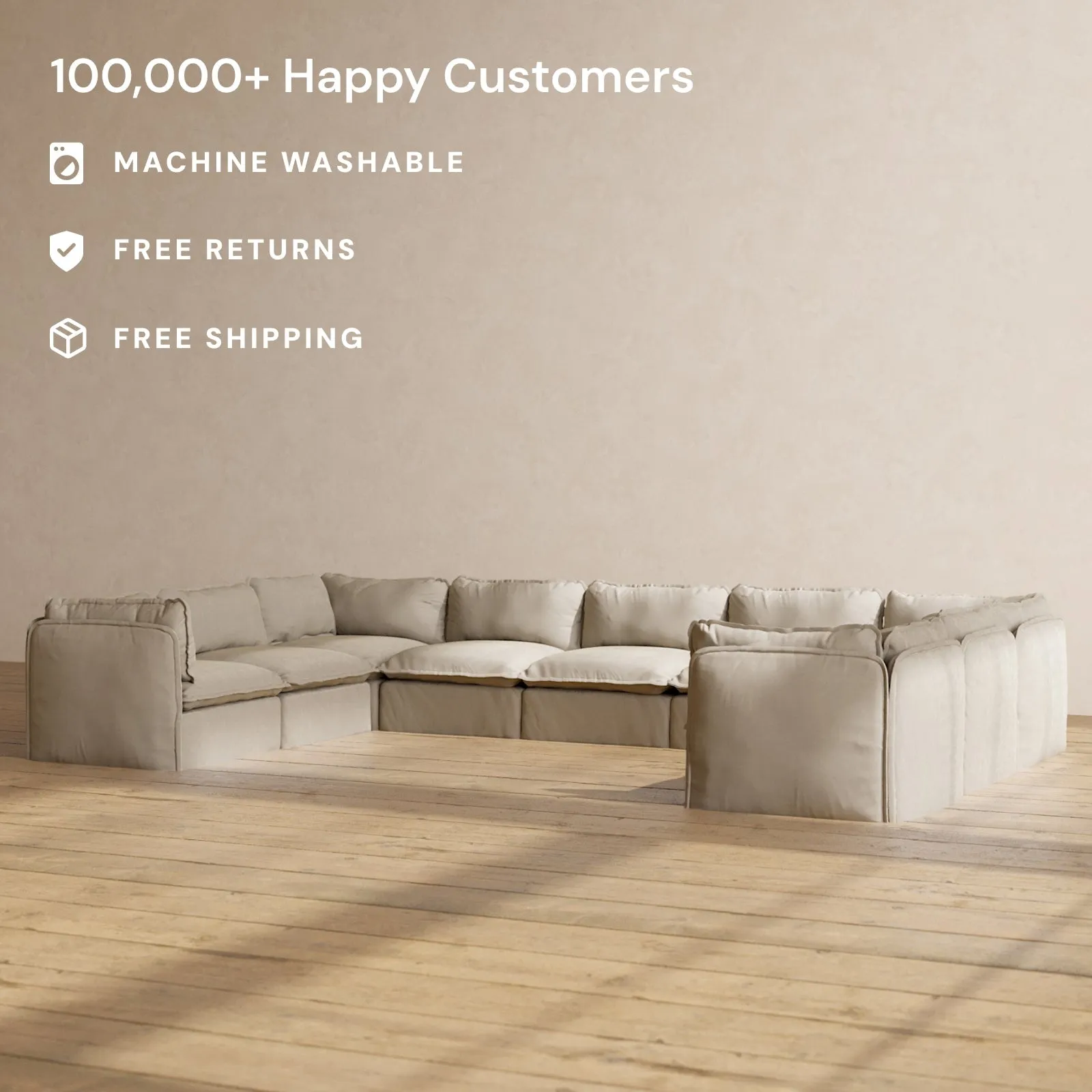 Modular Performance 9-Seater U-Sectional in Dune | Deluxe Blend