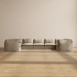 Modular Performance 9-Seater U-Sectional in Dune | Deluxe Blend
