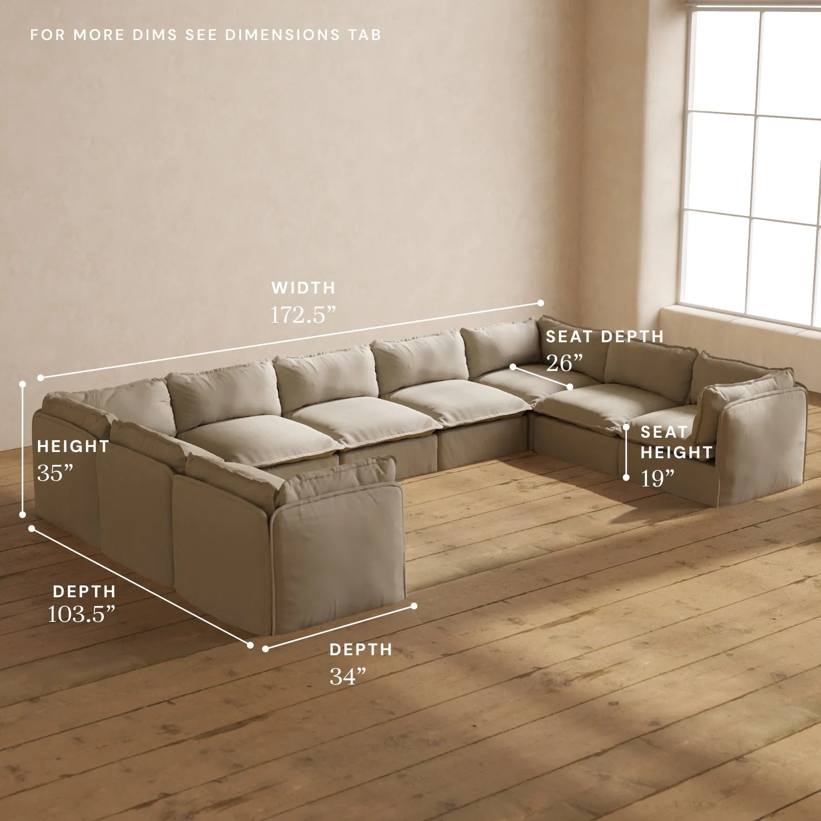 Modular Performance 9-Seater U-Sectional in Dune | Deluxe Blend