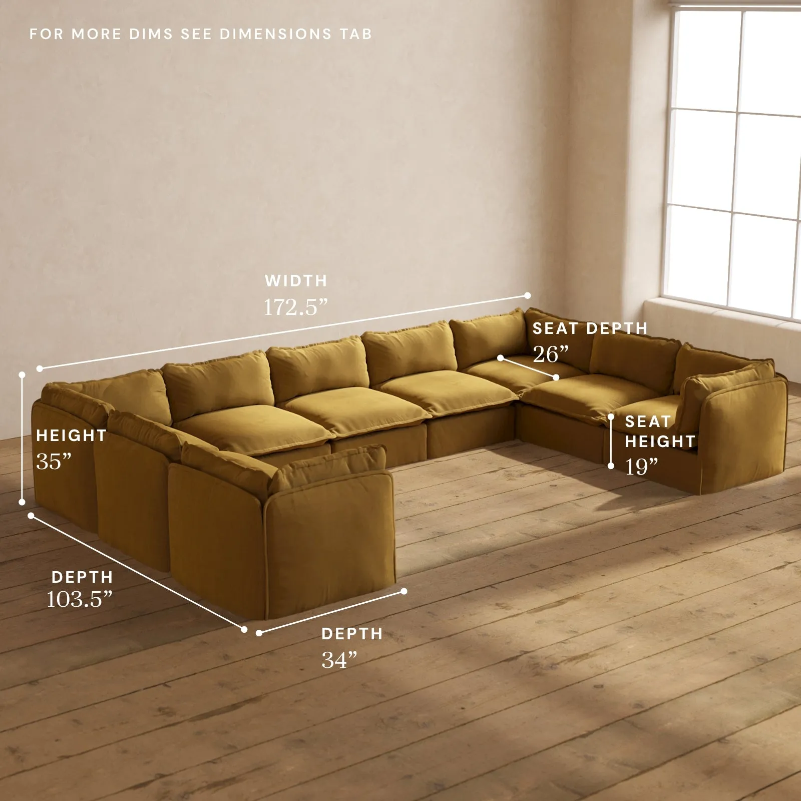 Modular Performance 9-Seater U-Sectional in Toffee | Relaxed Blend