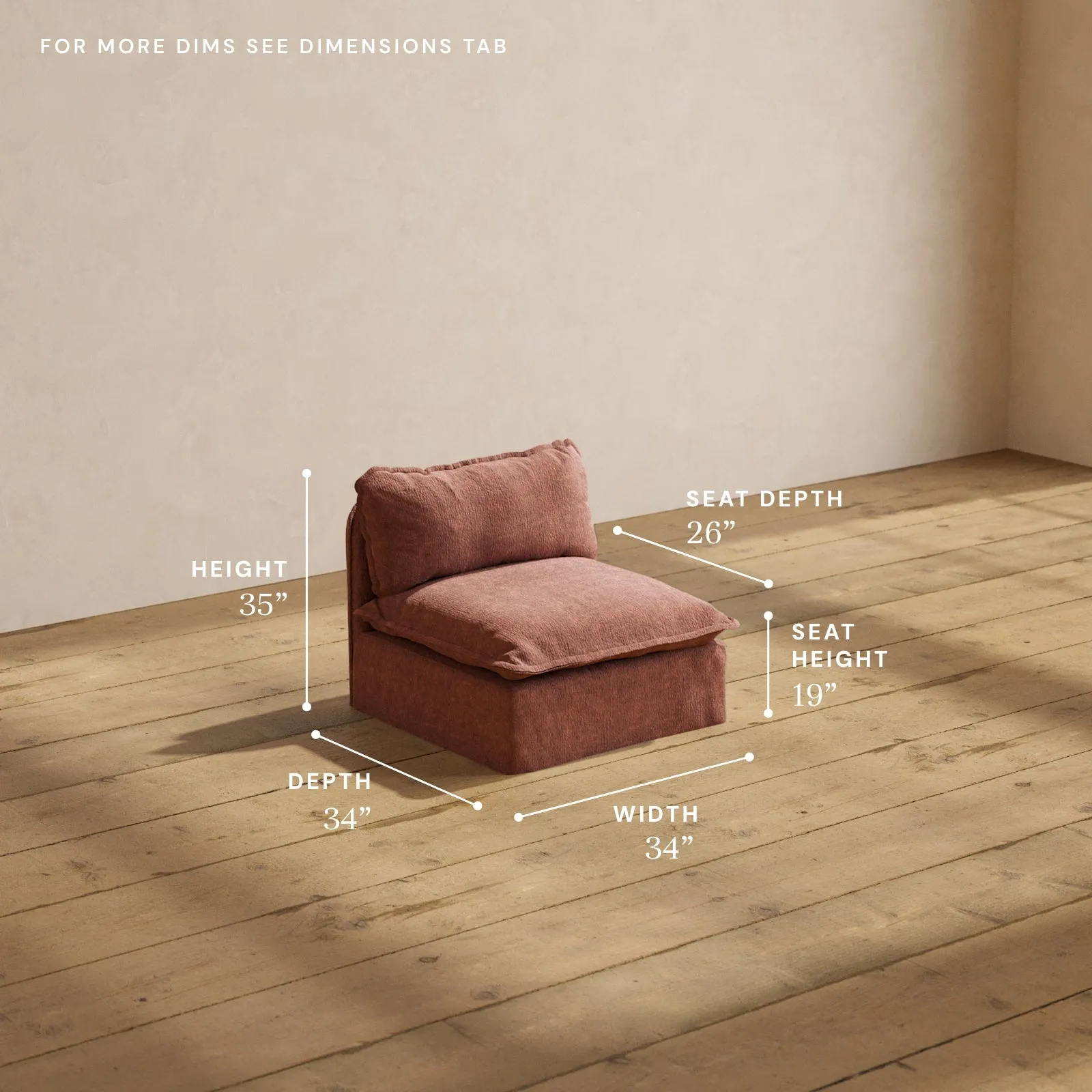 Modular Performance Armless Chair in Chestnut | Relaxed Blend