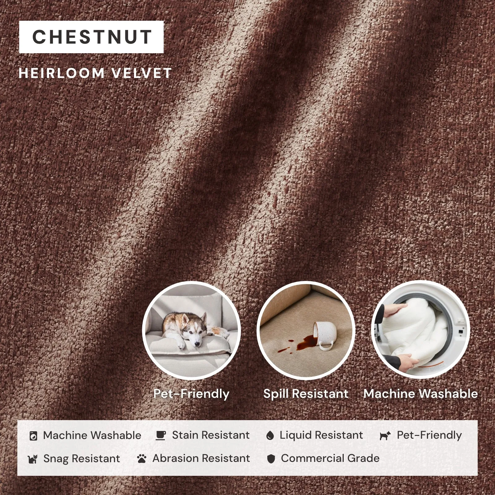 Modular Performance Armless Chair in Chestnut | Relaxed Blend