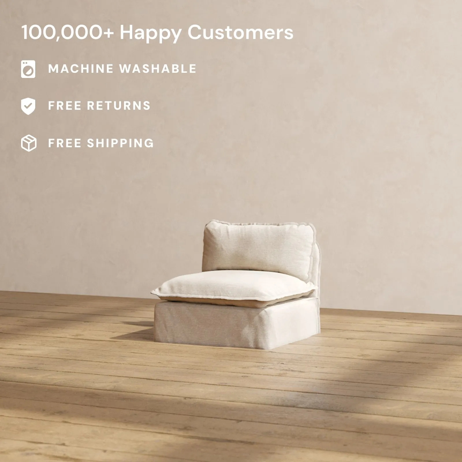 Modular Performance Armless Chair in Oat | Deluxe Blend