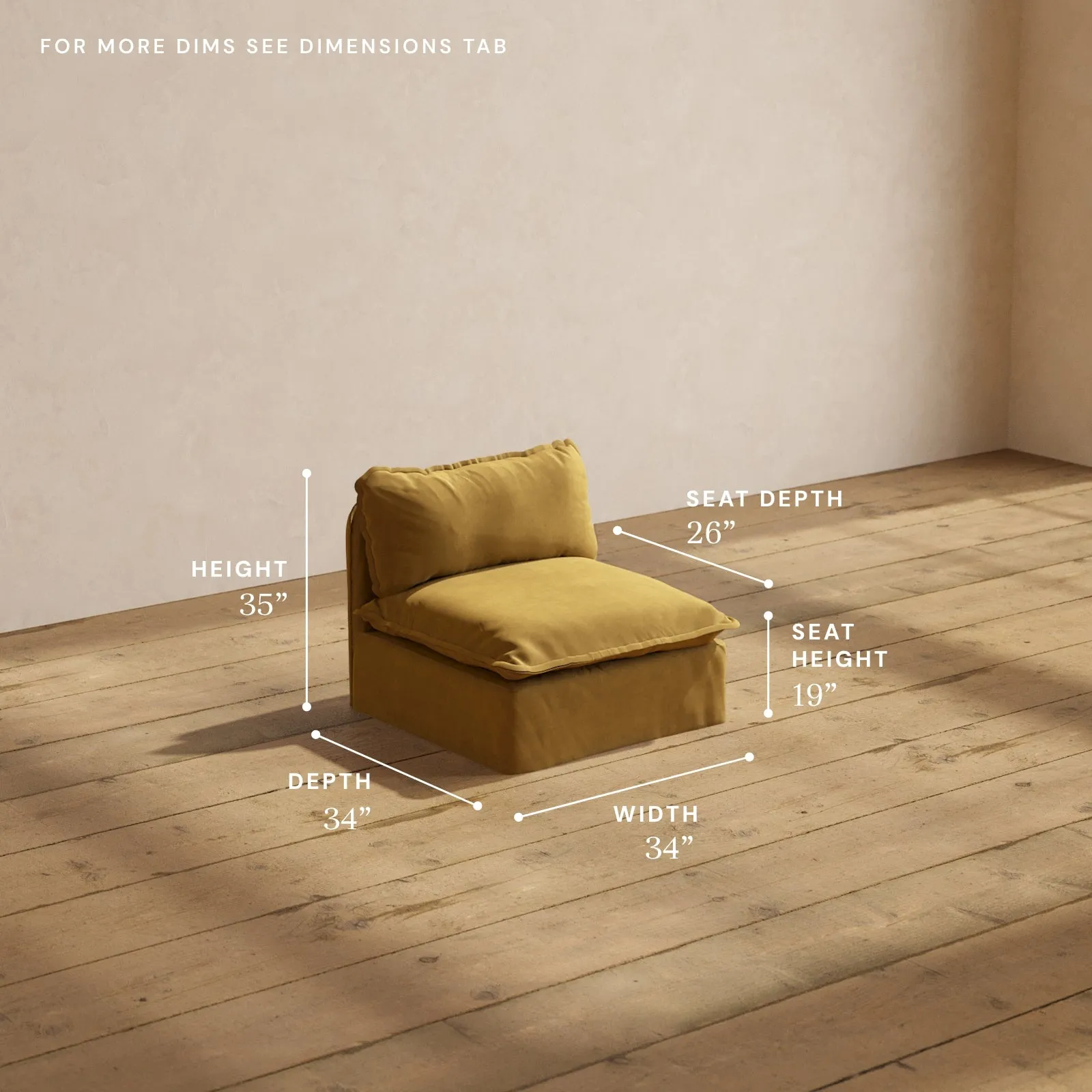 Modular Performance Armless Chair in Toffee | Deluxe Blend