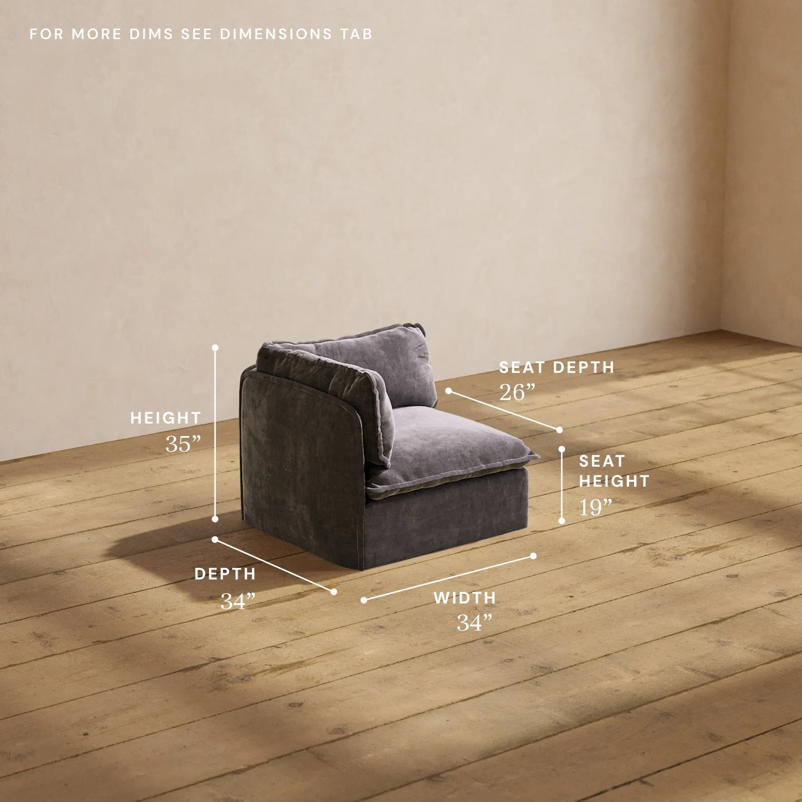 Modular Performance End Chair in Cinder | Deluxe Blend