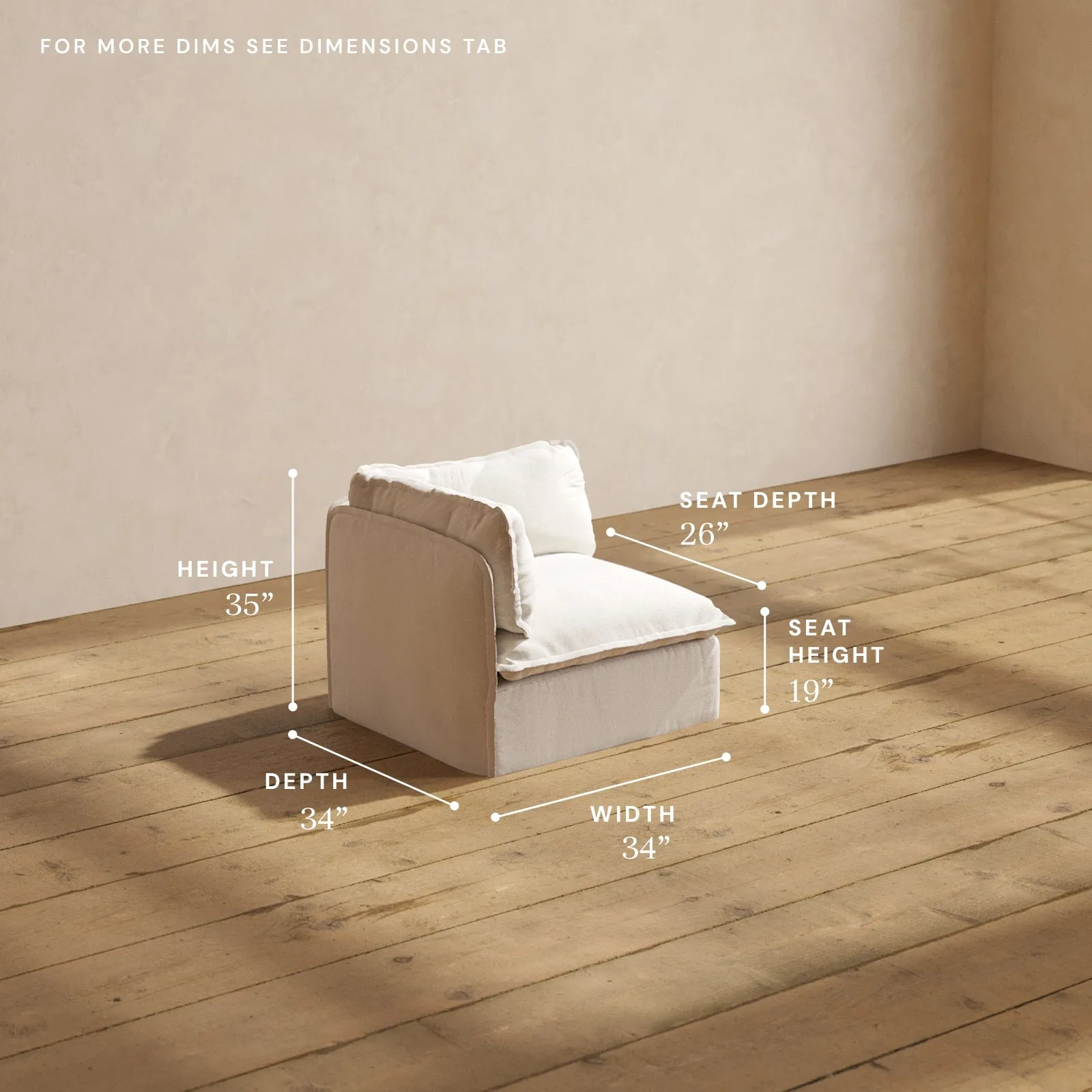 Modular Performance End Chair in Flour | Deluxe Blend