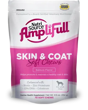 Nutrisource AmpliFull Skin & Coat Dog Soft Chew Supplement