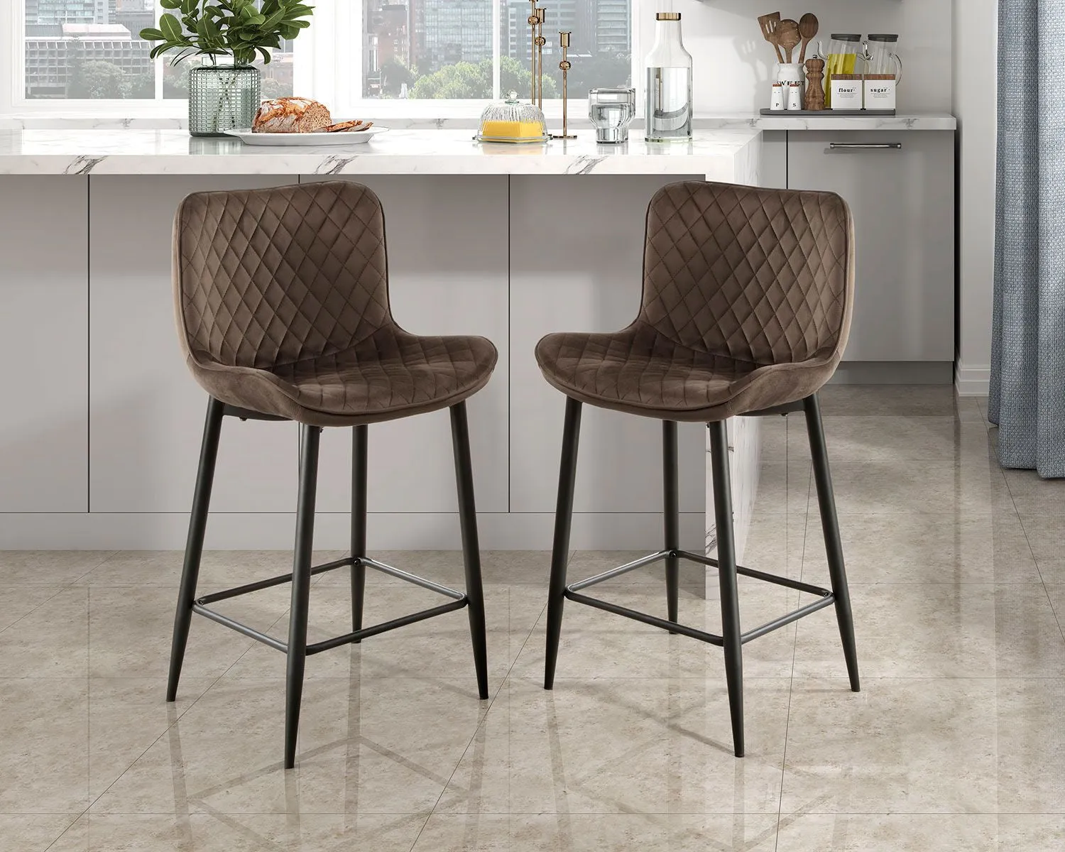 Nya Counter Stool - Brown - Set of Two