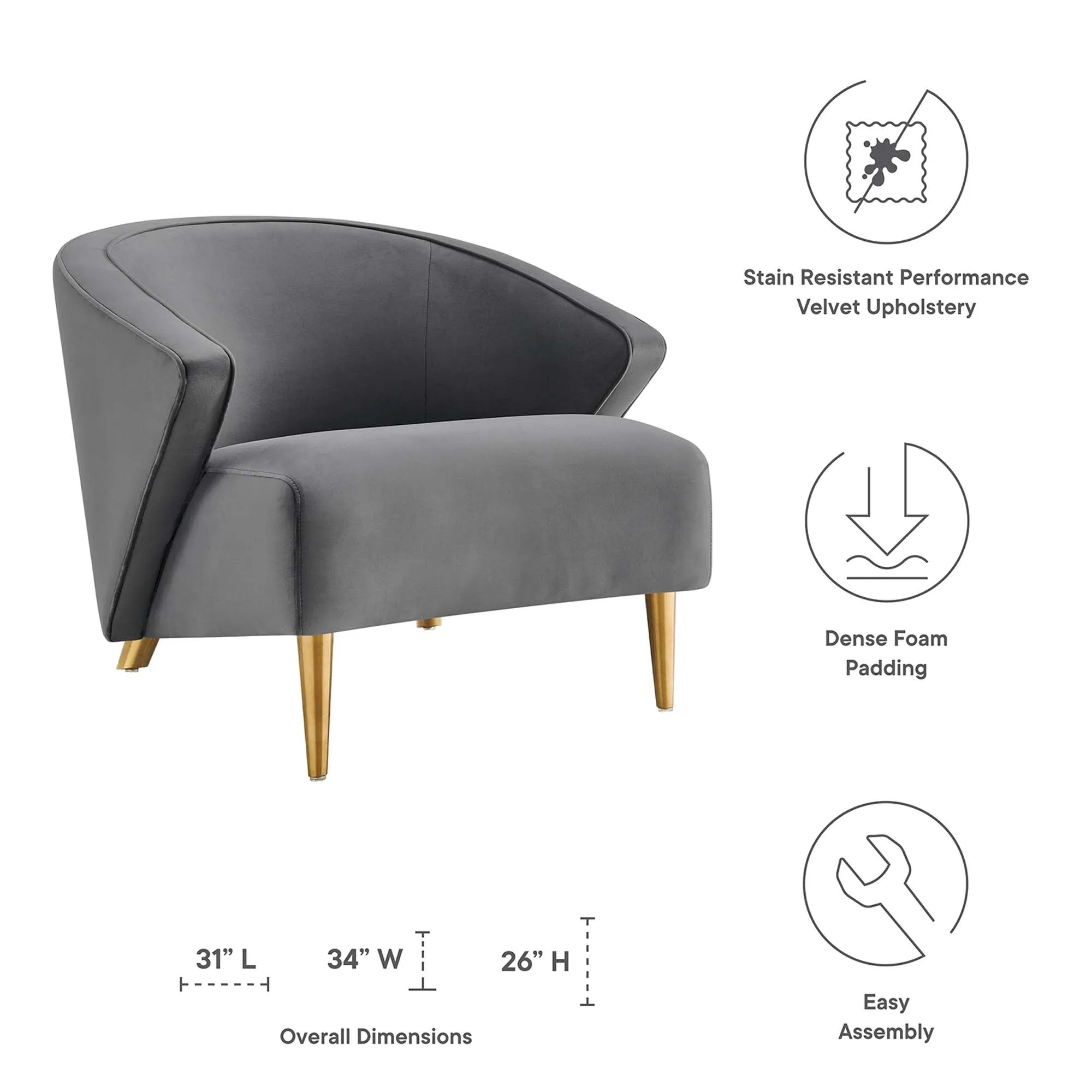 Odyssey Performance Velvet Armchair by Modway
