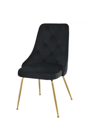 Peacock Velvet Dining Chair - Black/Gold - Set of Two