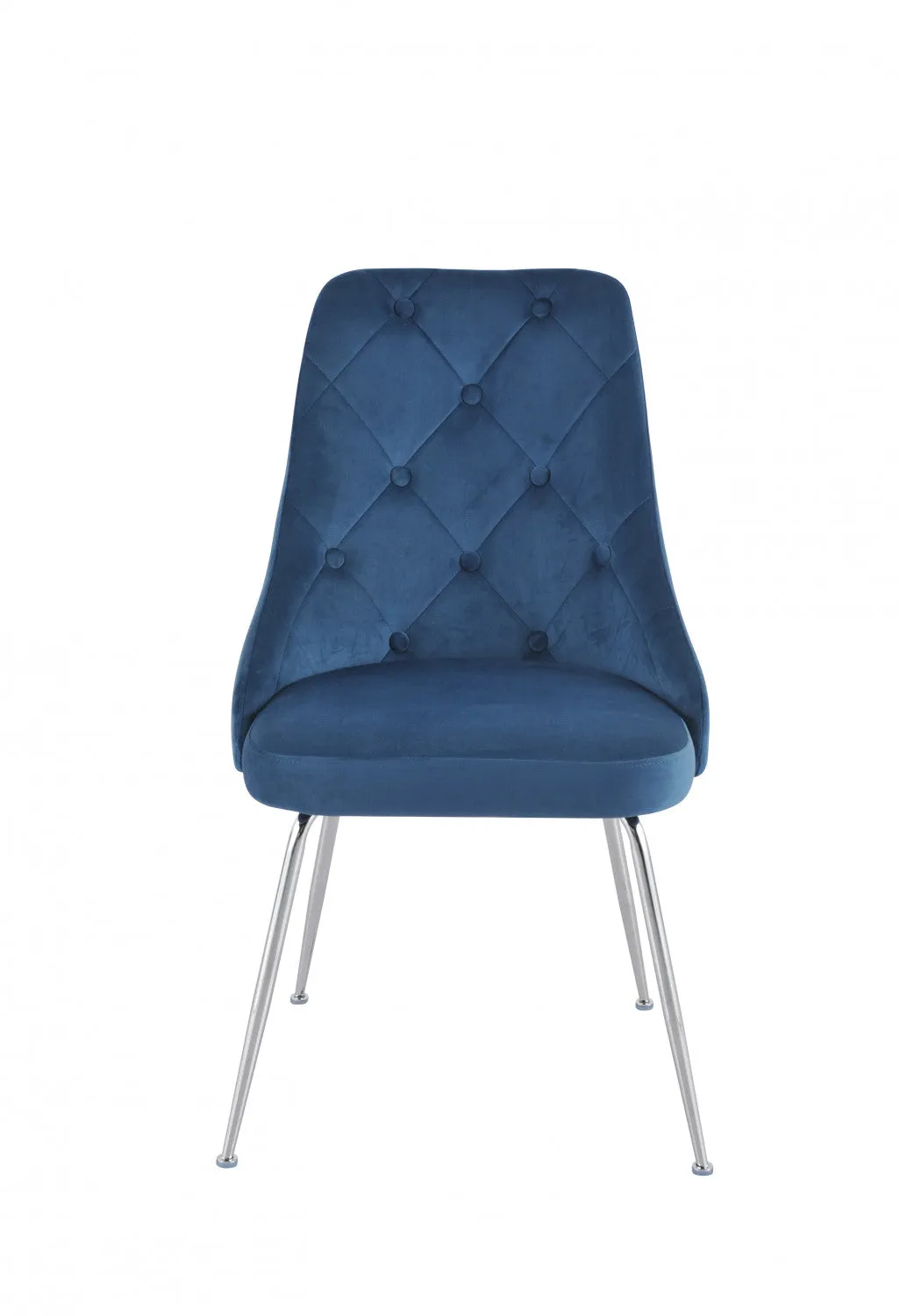 Peacock Velvet Dining Chair - Blue/Chrome - Set of Two