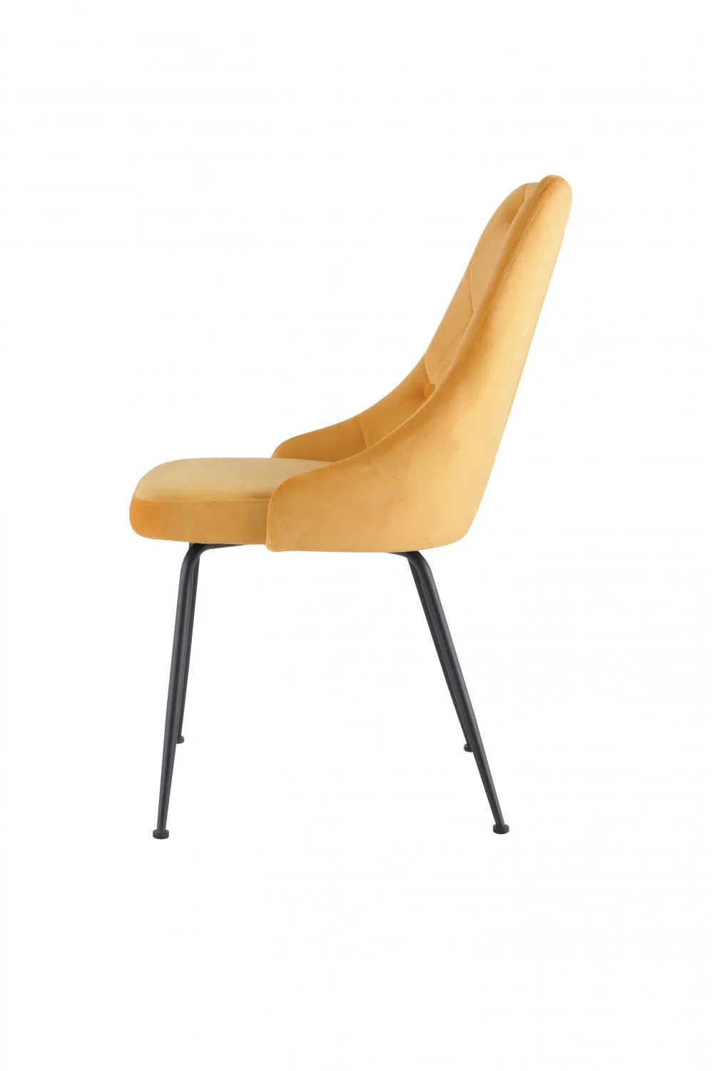 Peacock Velvet Dining Chair - Mustard Yellow/Black - Set of Two