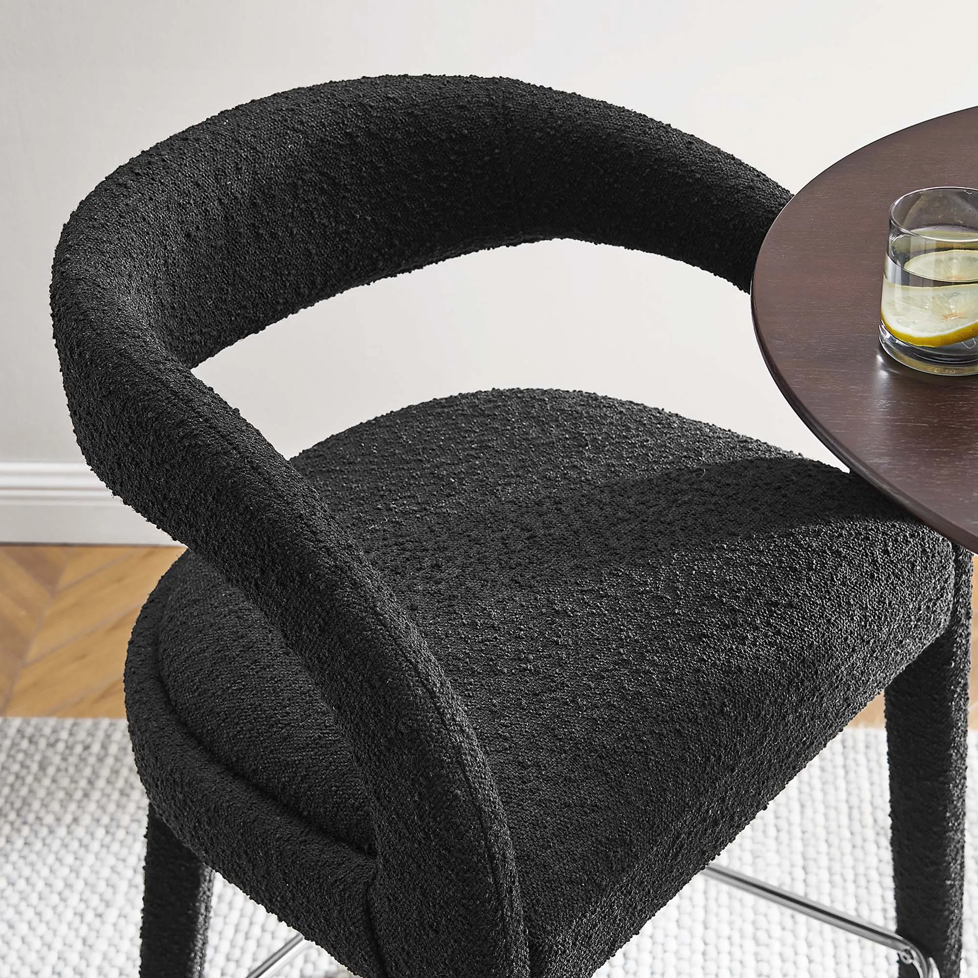Pinnacle Boucle Upholstered Bar Stool Set of Two by Modway