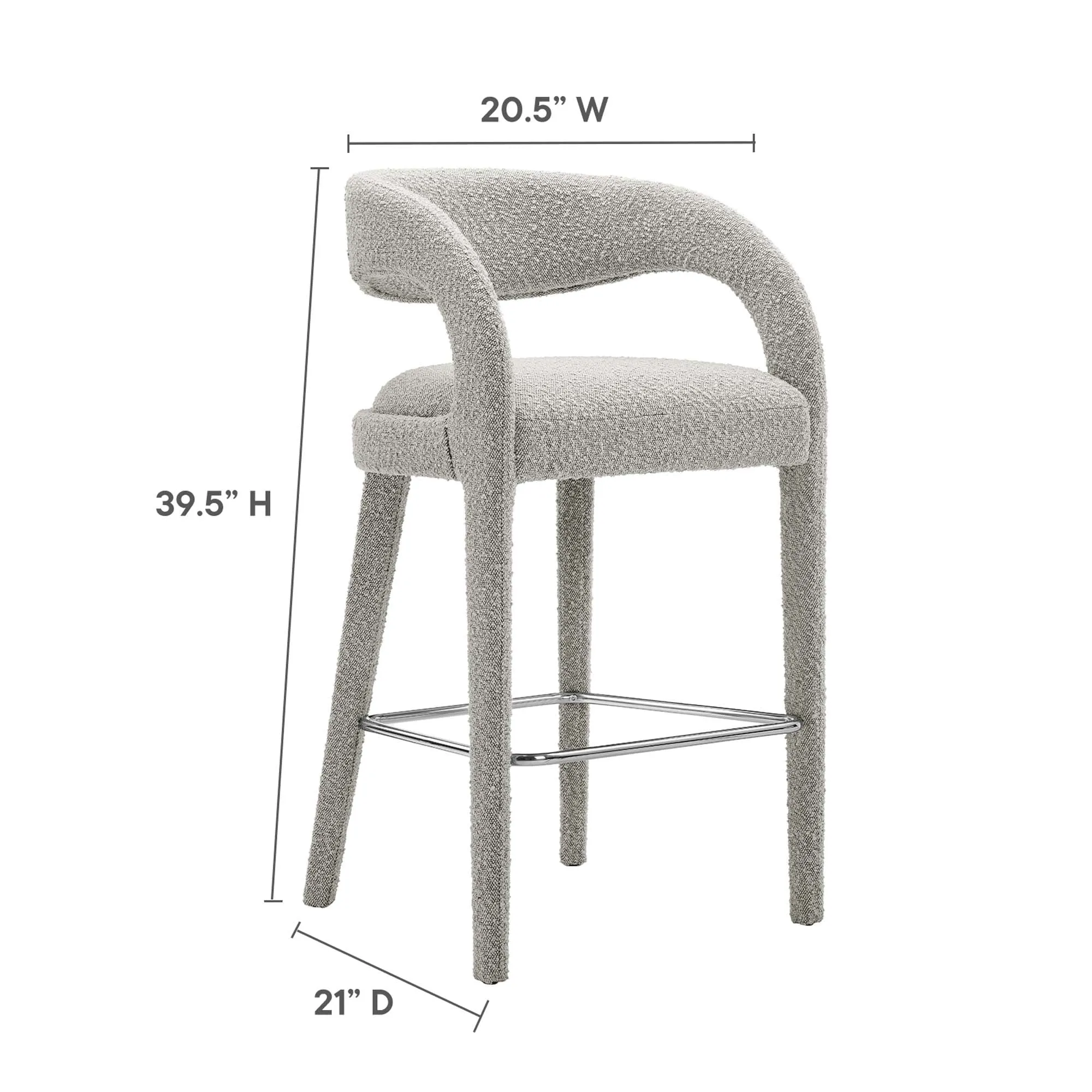 Pinnacle Boucle Upholstered Bar Stool Set of Two by Modway