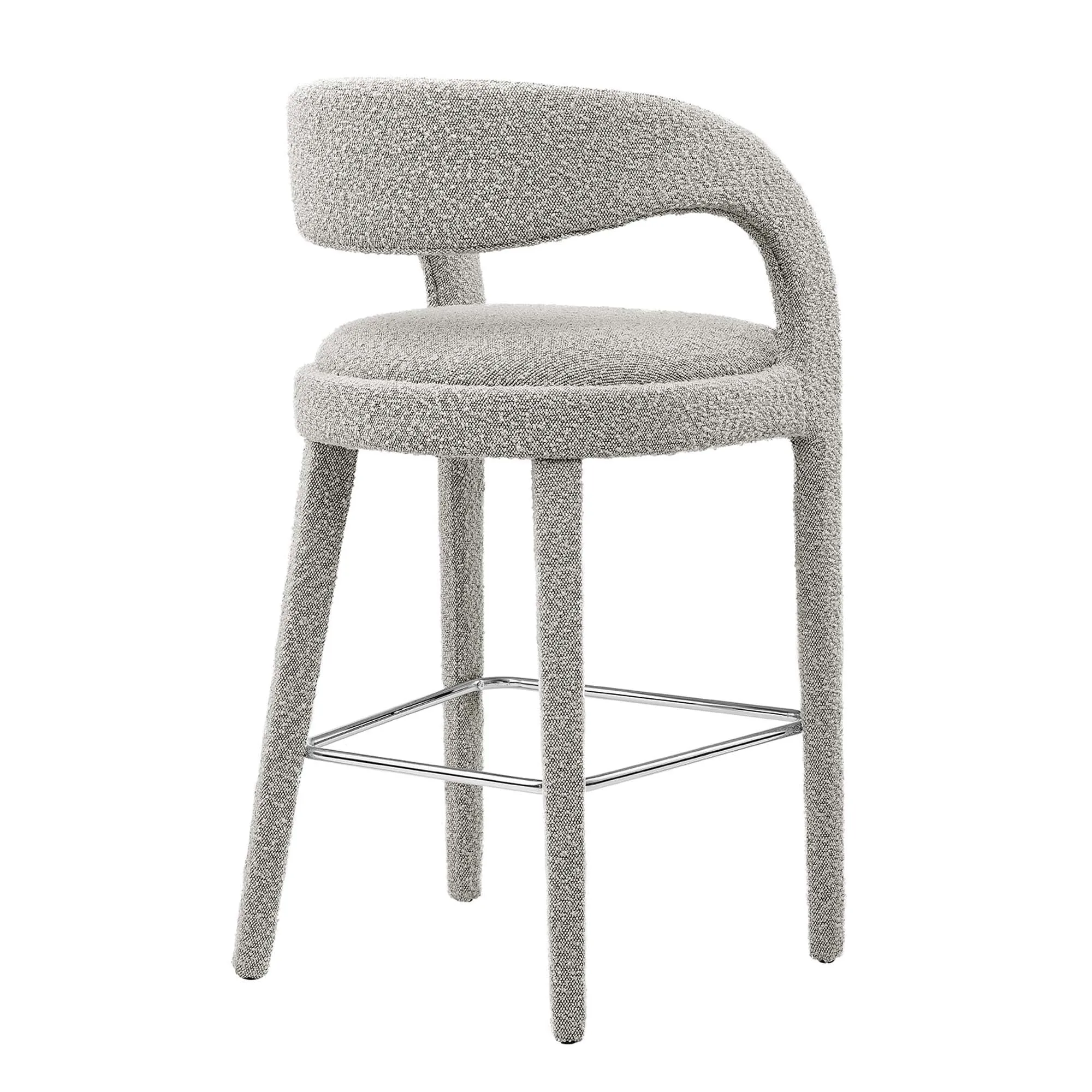 Pinnacle Boucle Upholstered Bar Stool Set of Two by Modway