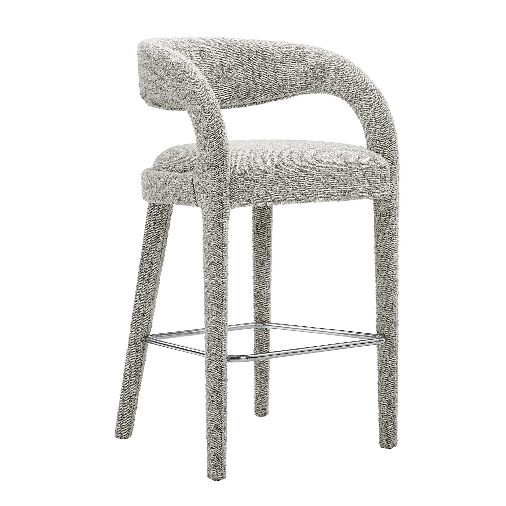 Pinnacle Boucle Upholstered Bar Stool Set of Two by Modway