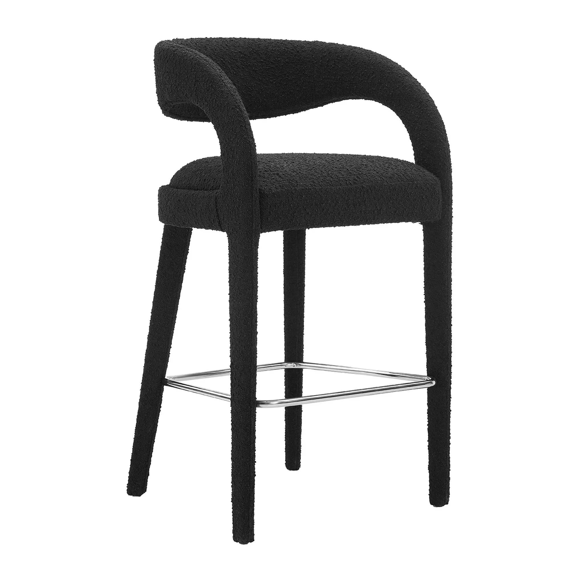 Pinnacle Boucle Upholstered Bar Stool Set of Two by Modway