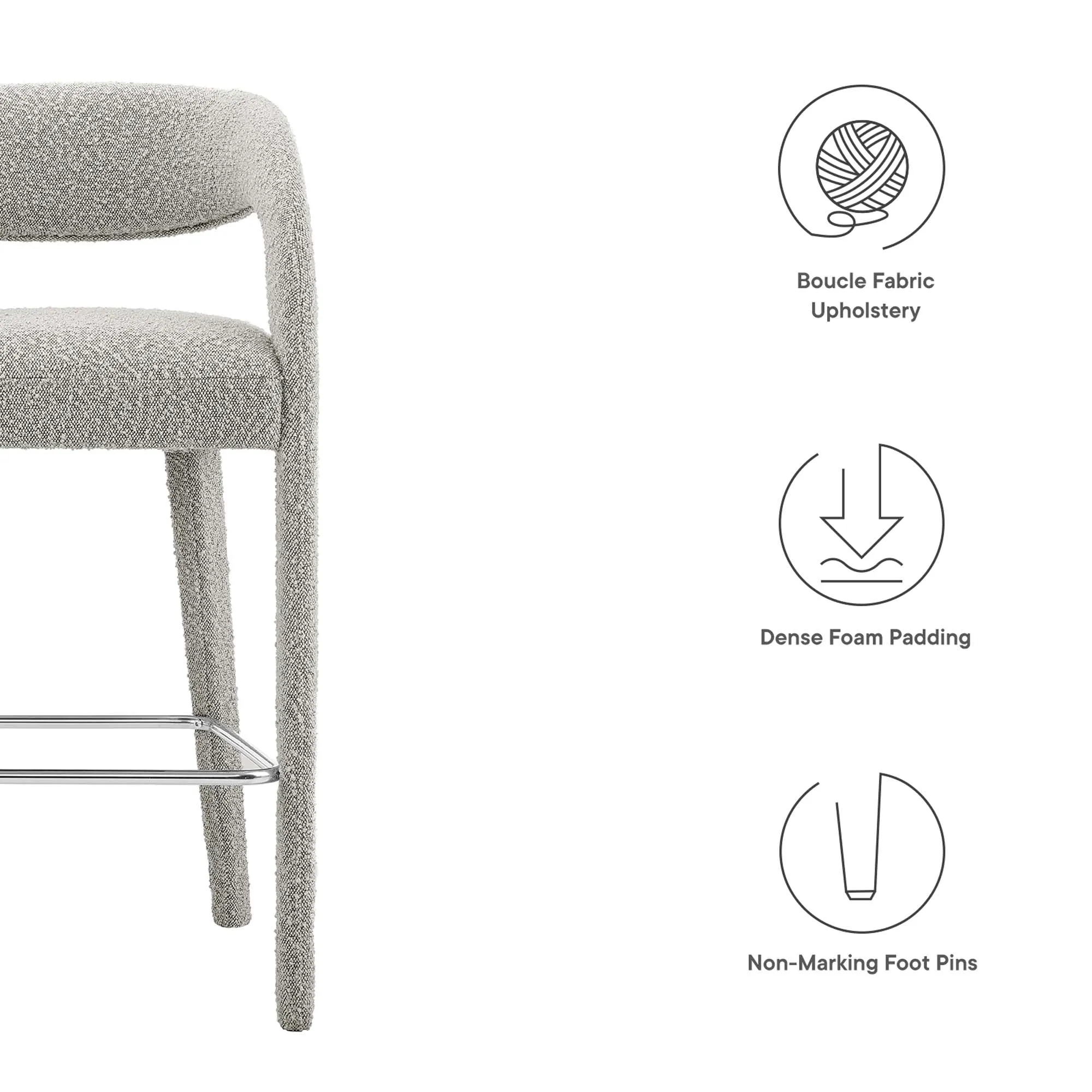 Pinnacle Boucle Upholstered Bar Stool Set of Two by Modway