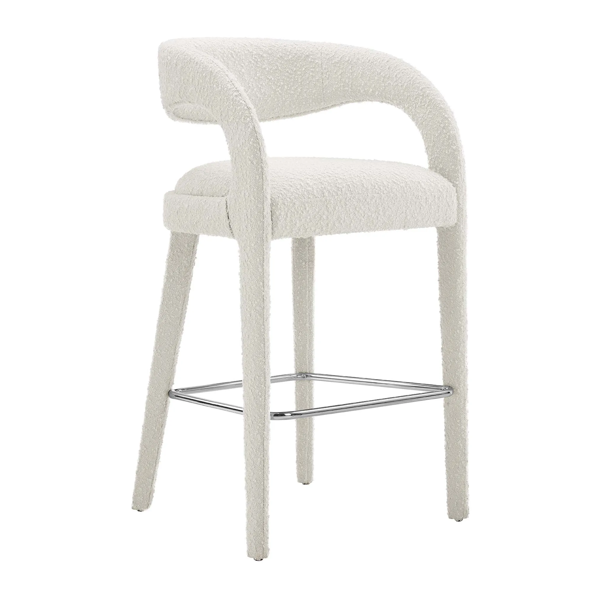 Pinnacle Boucle Upholstered Bar Stool Set of Two by Modway