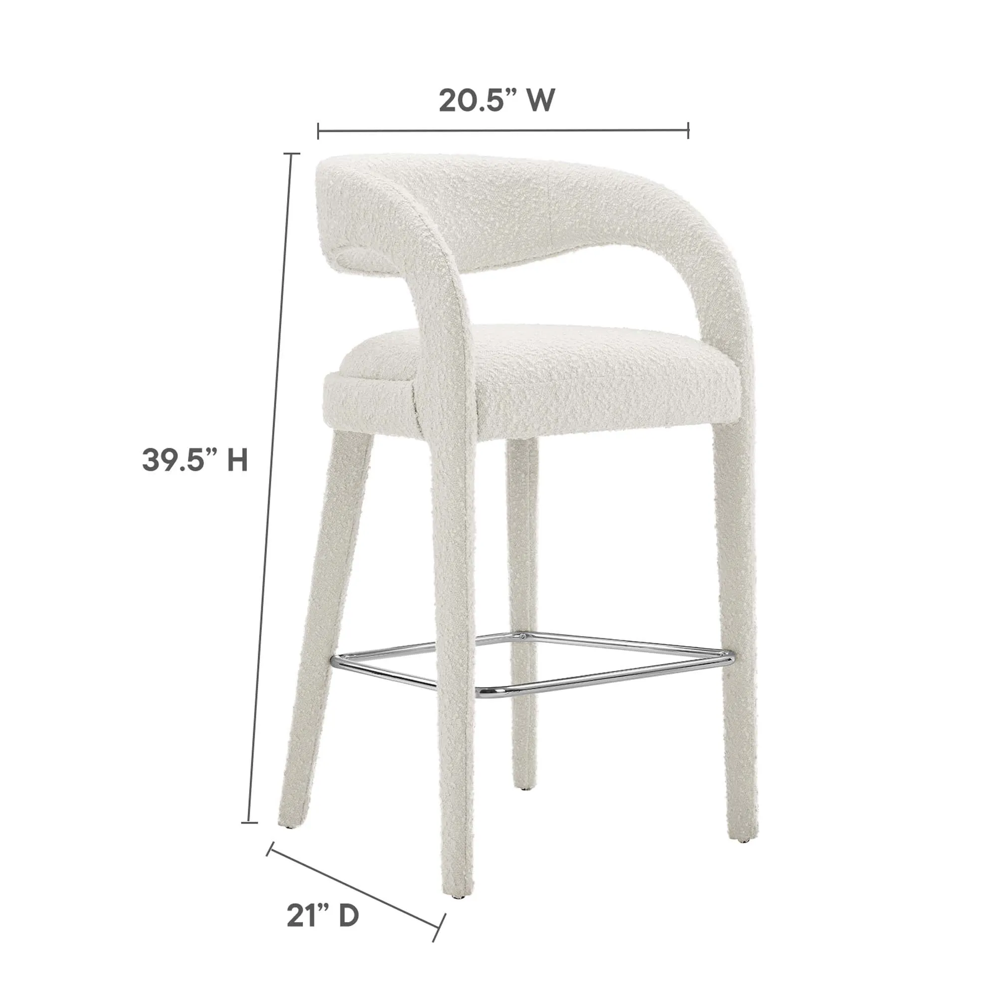 Pinnacle Boucle Upholstered Bar Stool Set of Two by Modway