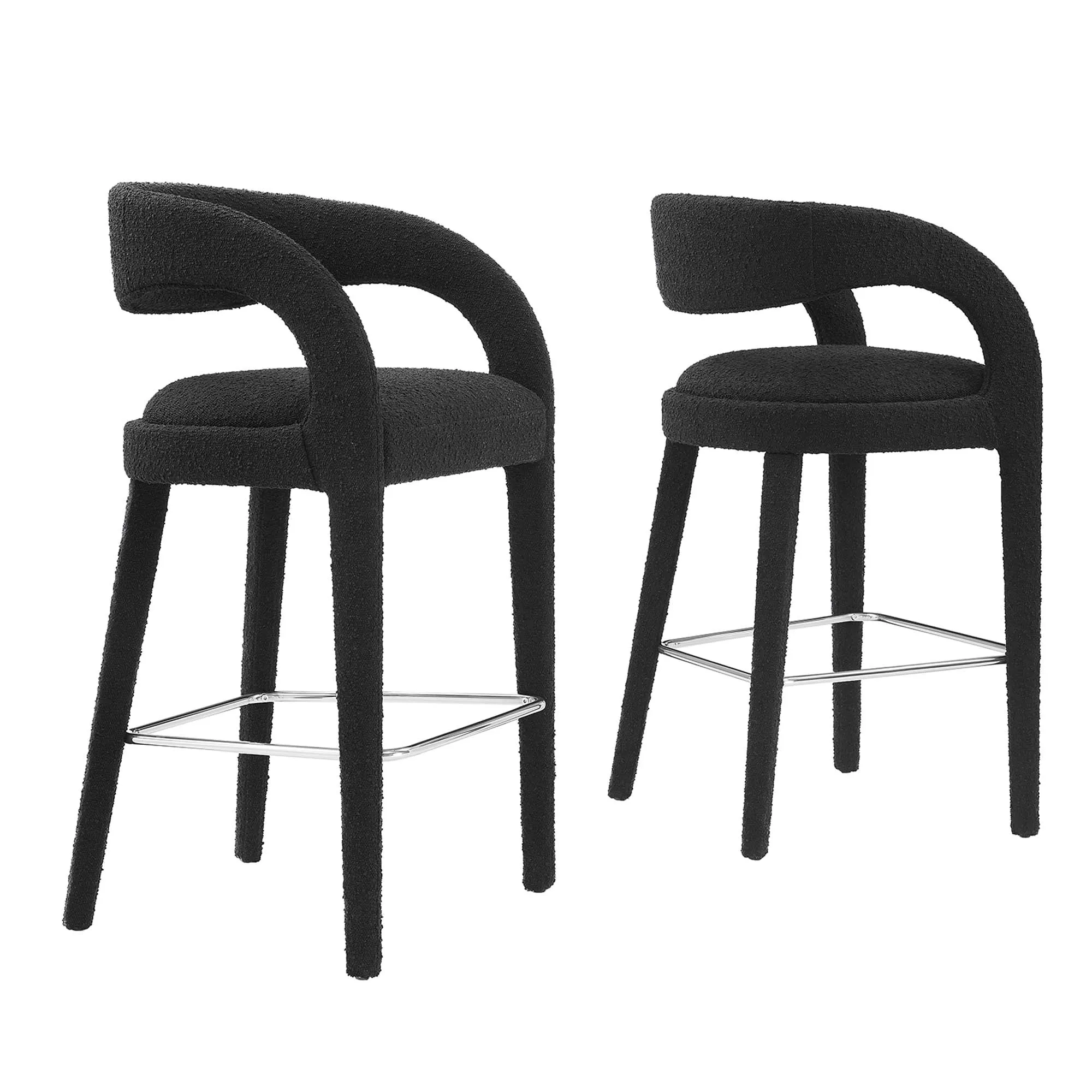 Pinnacle Boucle Upholstered Bar Stool Set of Two by Modway