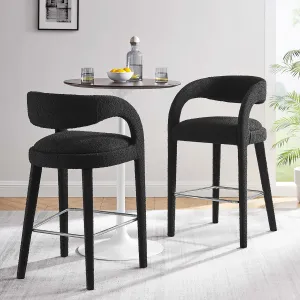 Pinnacle Boucle Upholstered Bar Stool Set of Two by Modway