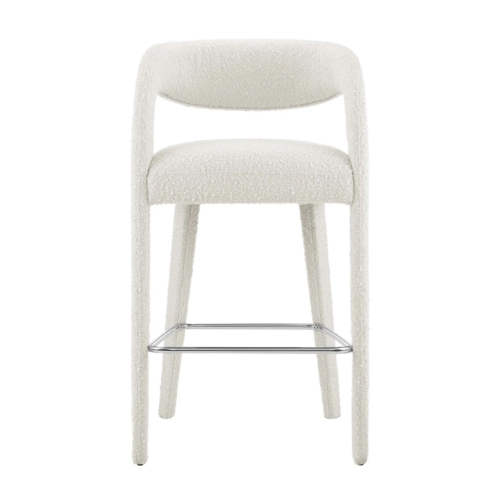 Pinnacle Boucle Upholstered Bar Stool Set of Two by Modway