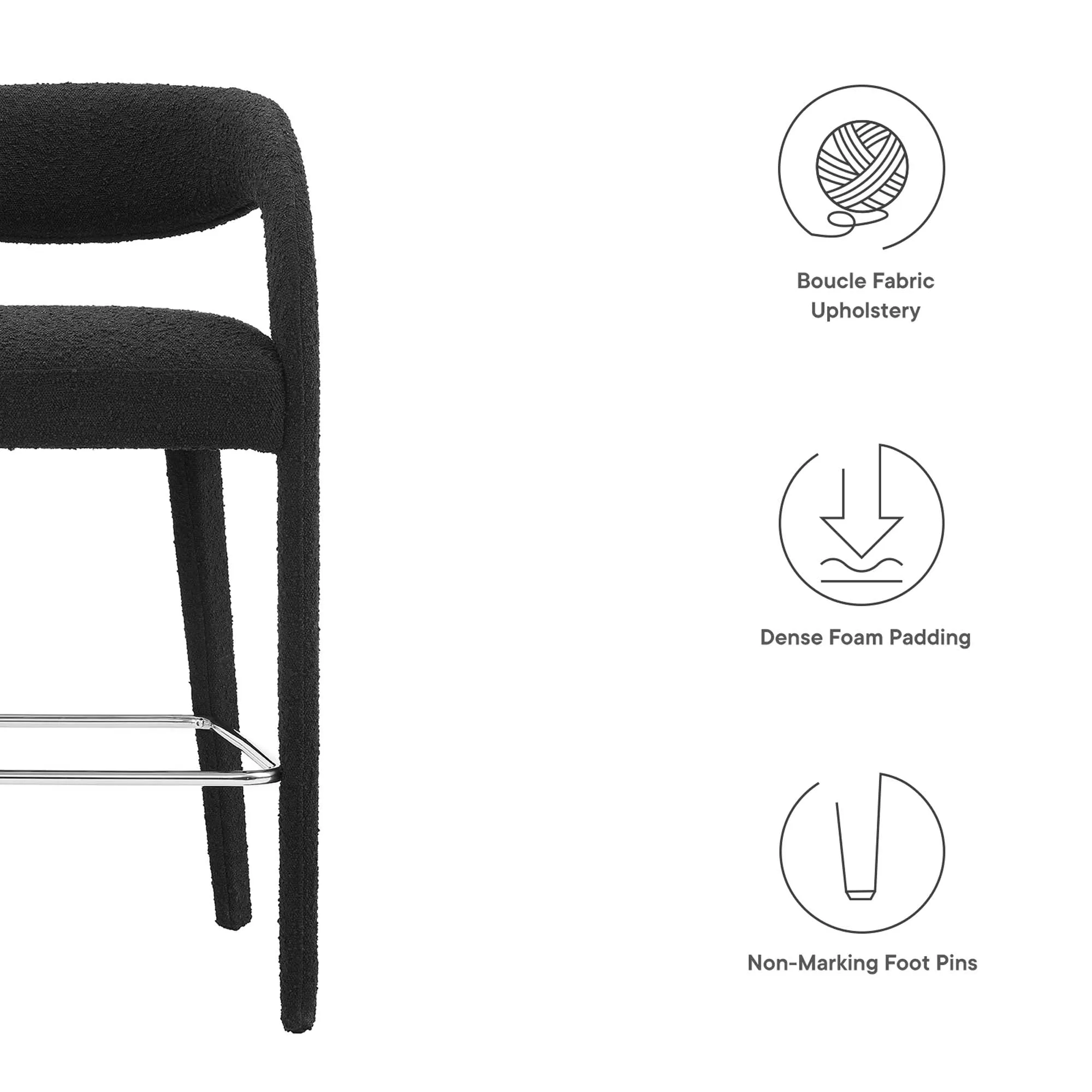 Pinnacle Boucle Upholstered Bar Stool Set of Two by Modway