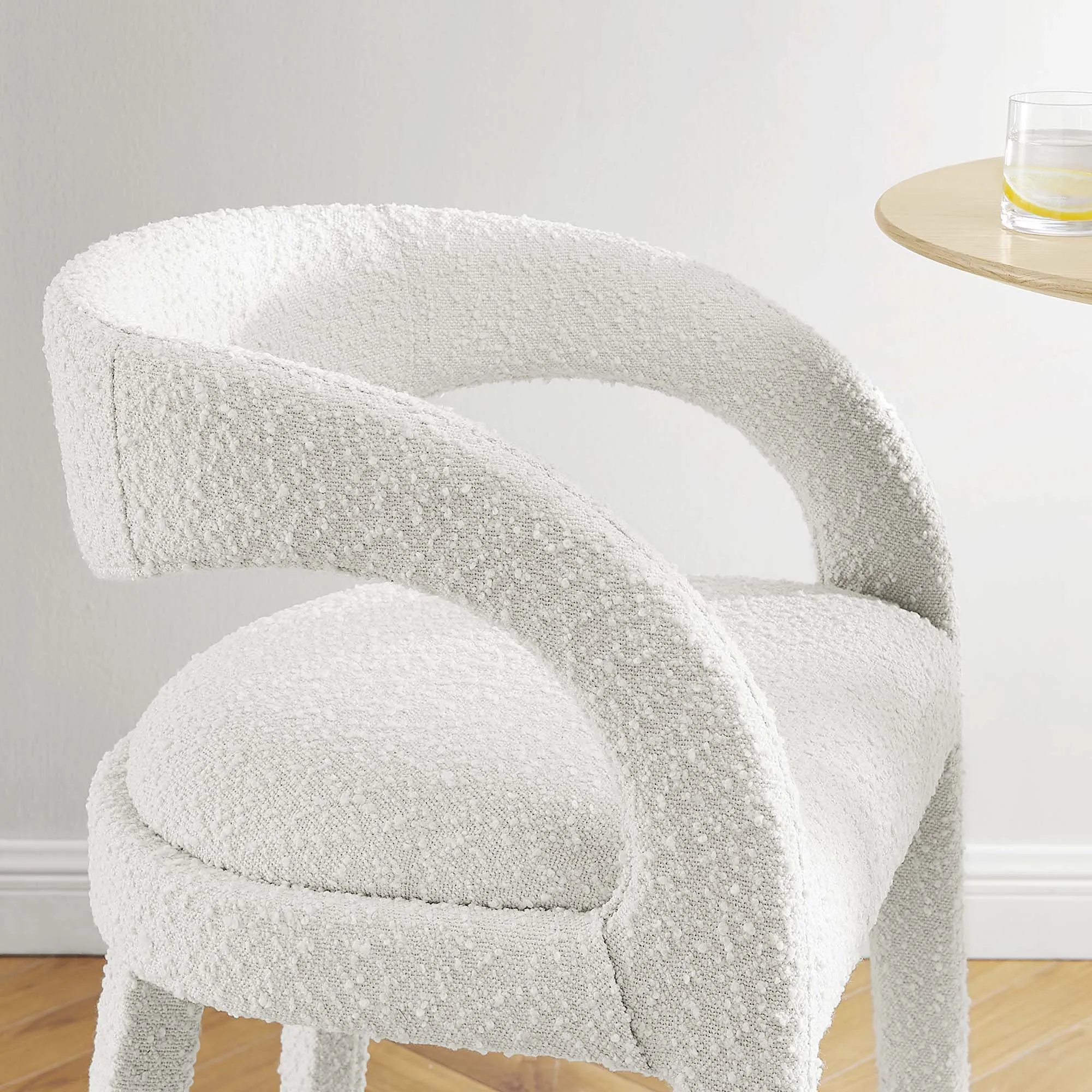Pinnacle Boucle Upholstered Bar Stool Set of Two by Modway