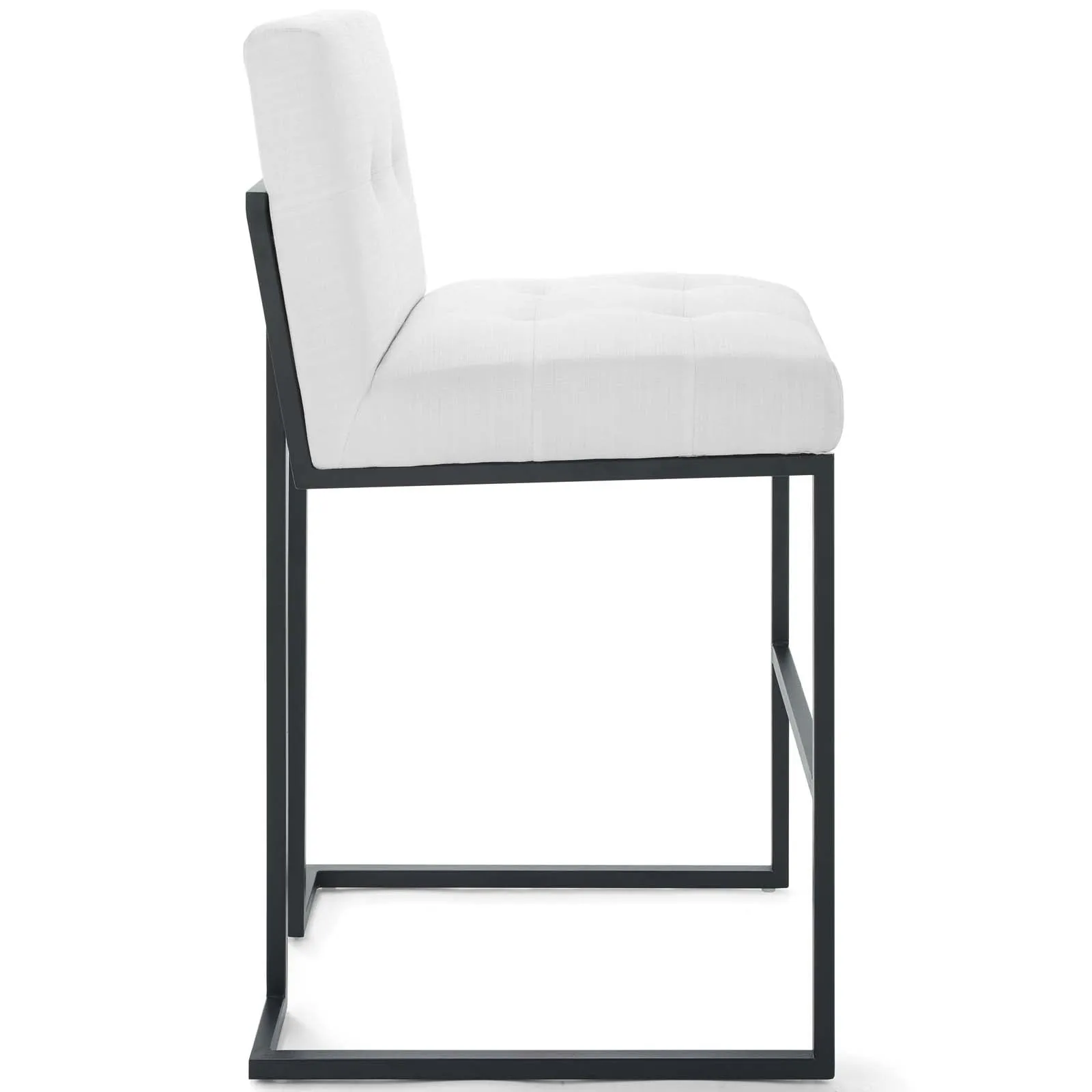 Privy Black Stainless Steel Upholstered Fabric Bar Stool by Modway