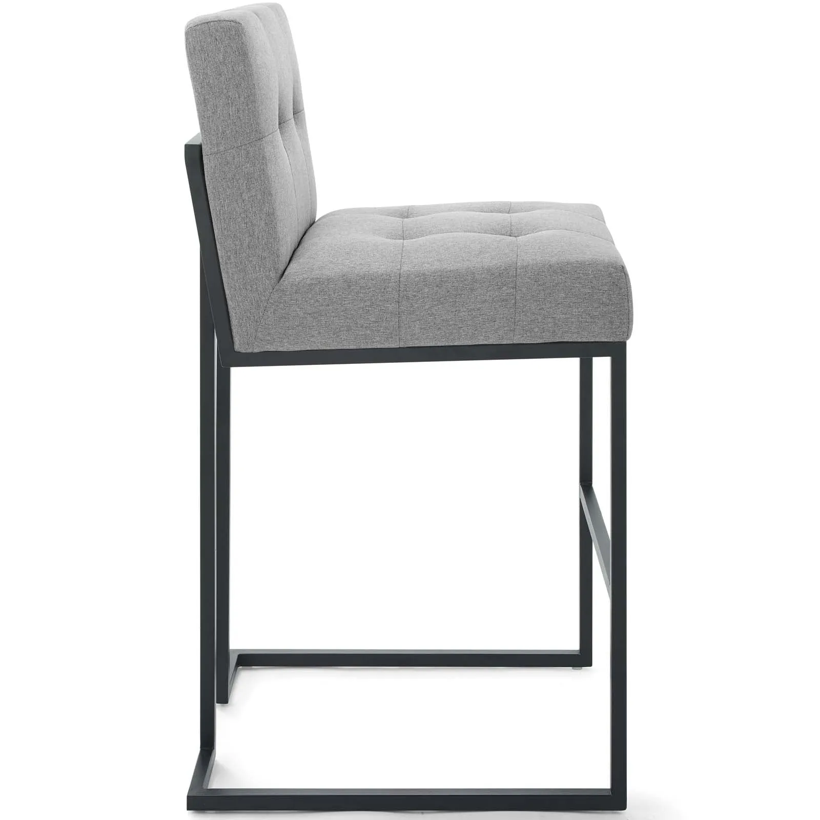Privy Black Stainless Steel Upholstered Fabric Bar Stool by Modway
