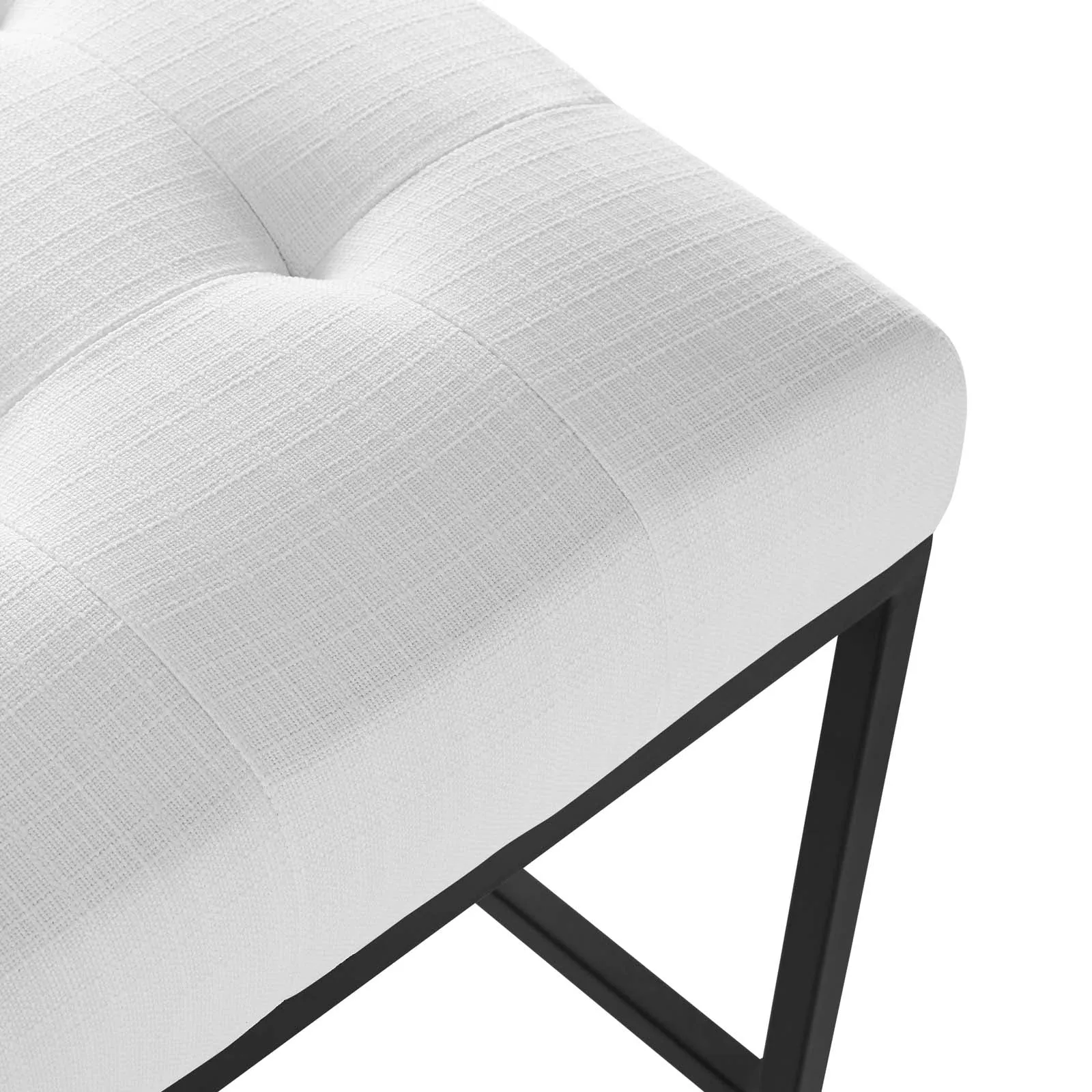 Privy Black Stainless Steel Upholstered Fabric Bar Stool by Modway