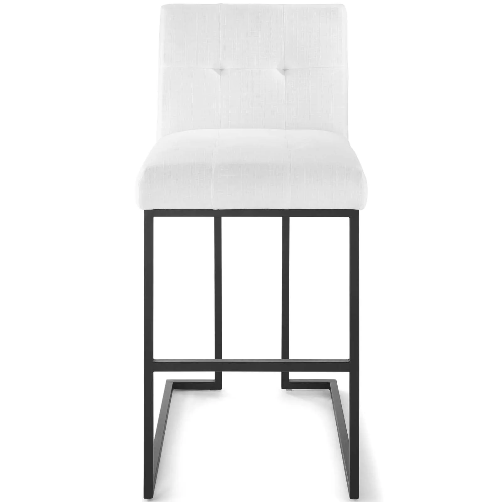 Privy Black Stainless Steel Upholstered Fabric Bar Stool by Modway
