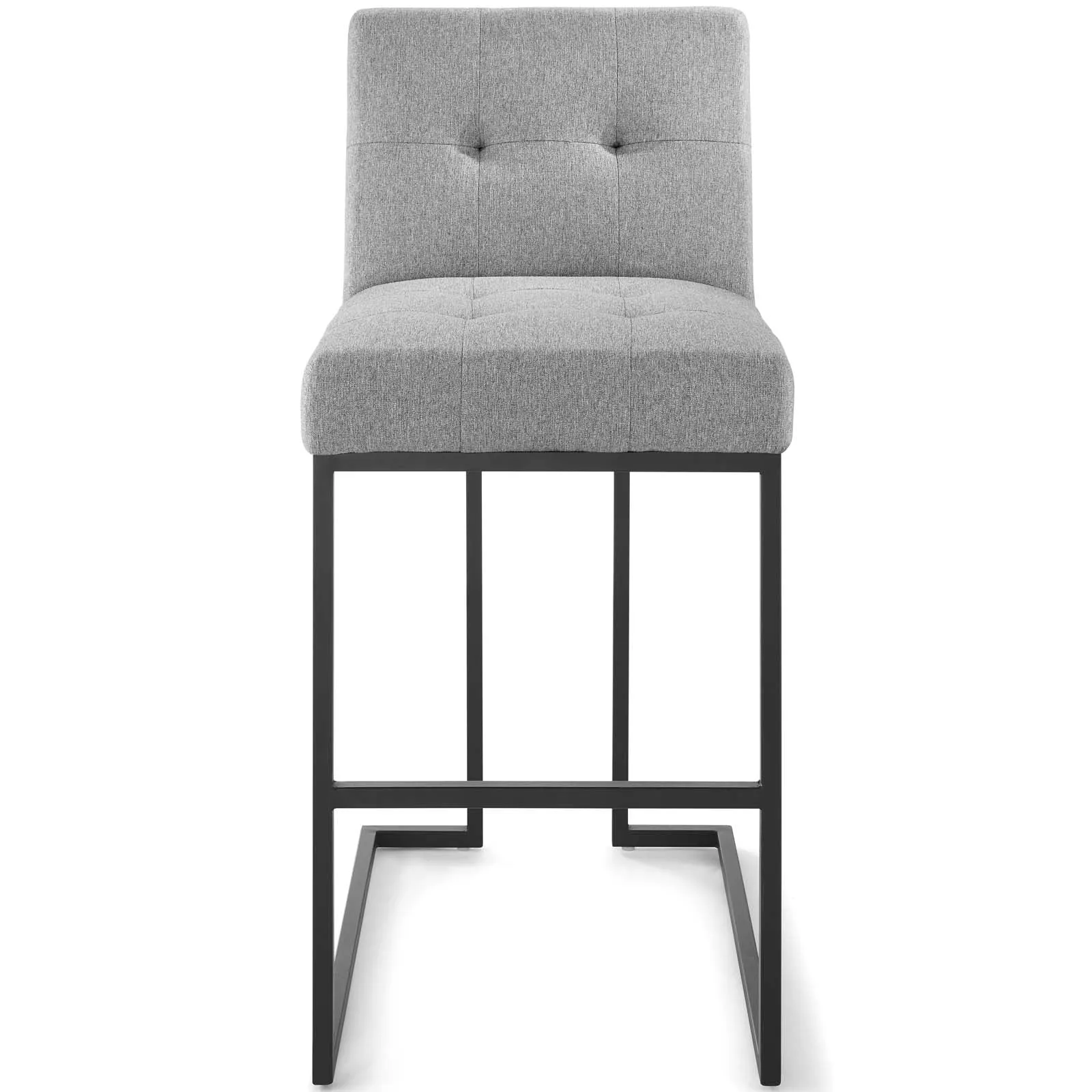 Privy Black Stainless Steel Upholstered Fabric Bar Stool by Modway