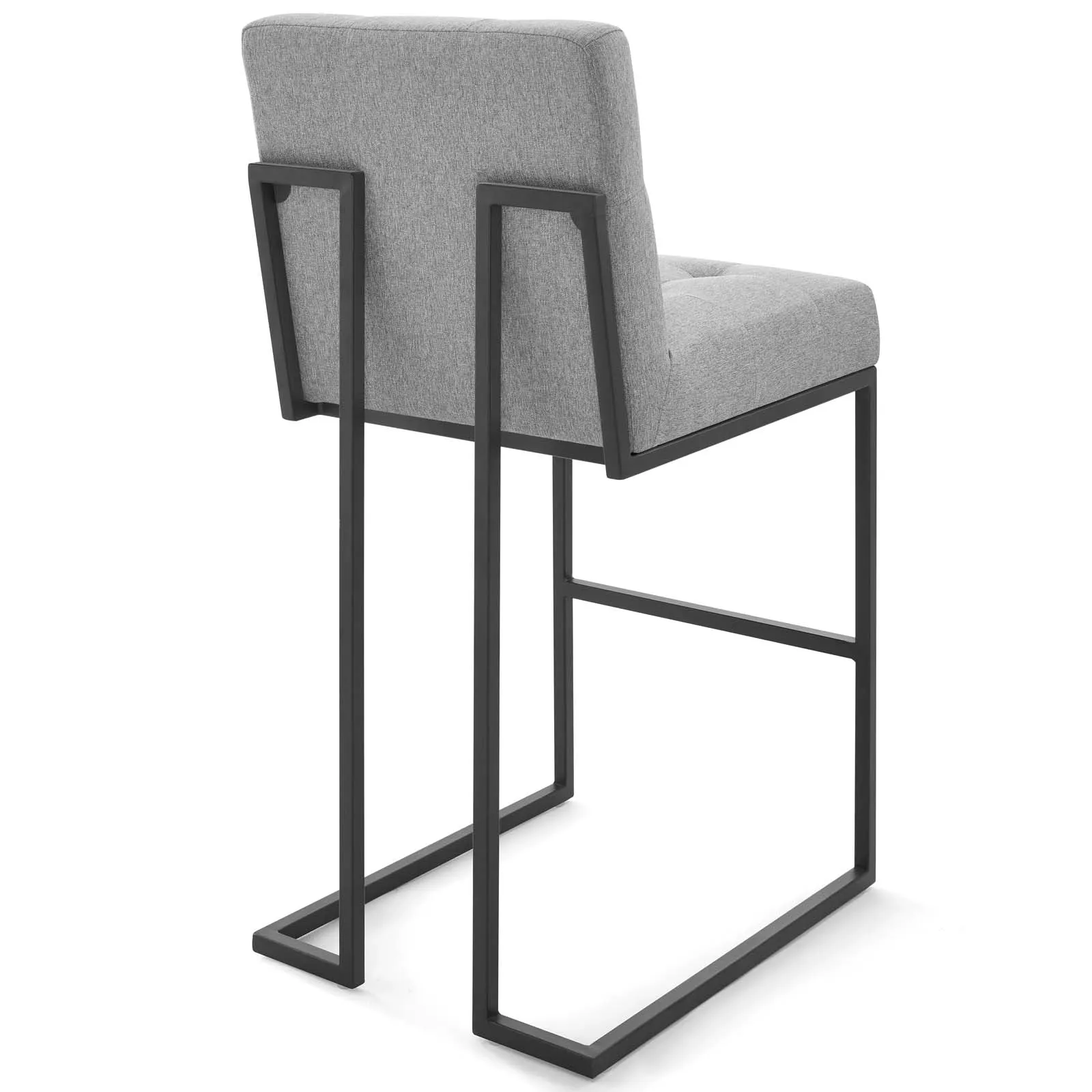 Privy Black Stainless Steel Upholstered Fabric Bar Stool by Modway