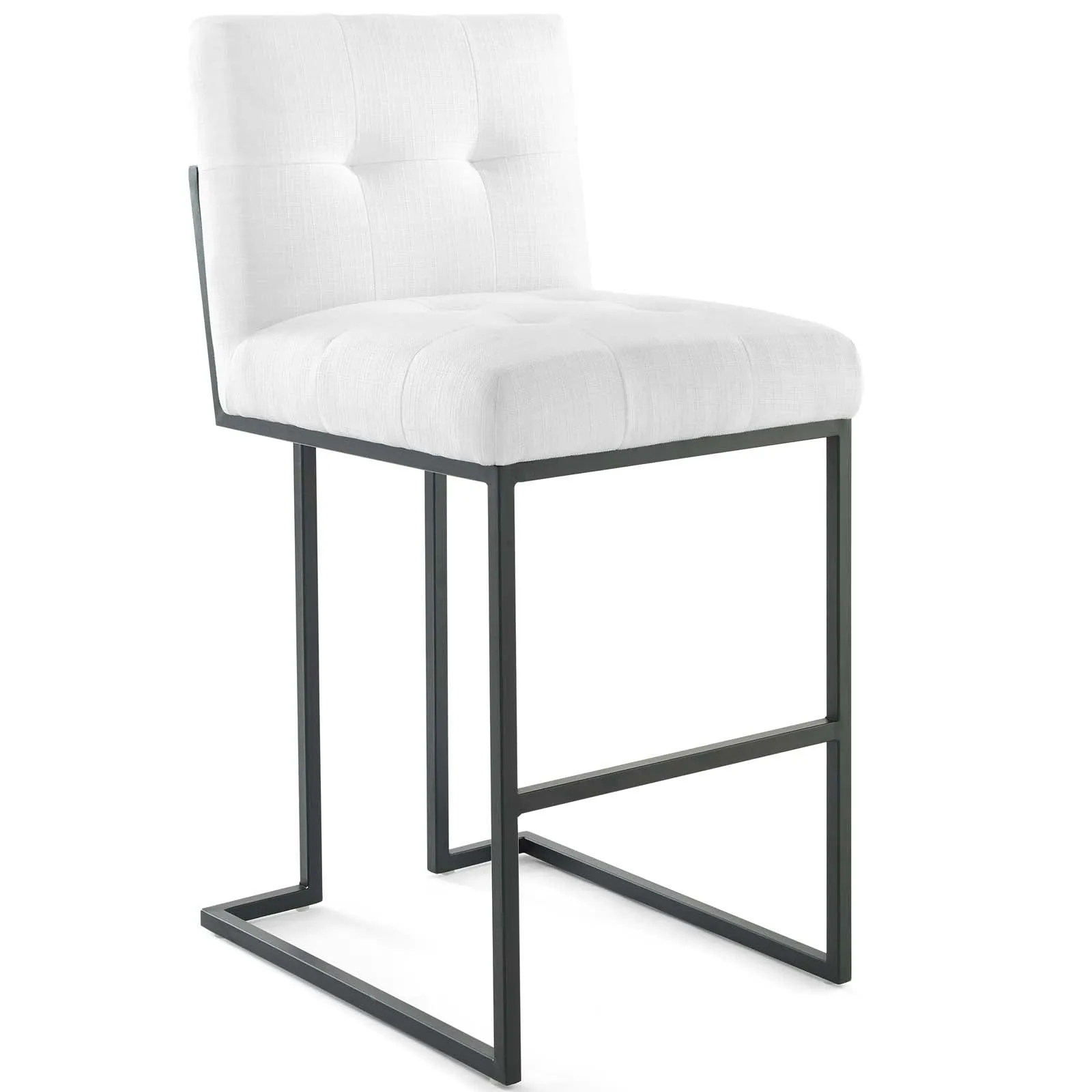 Privy Black Stainless Steel Upholstered Fabric Bar Stool by Modway