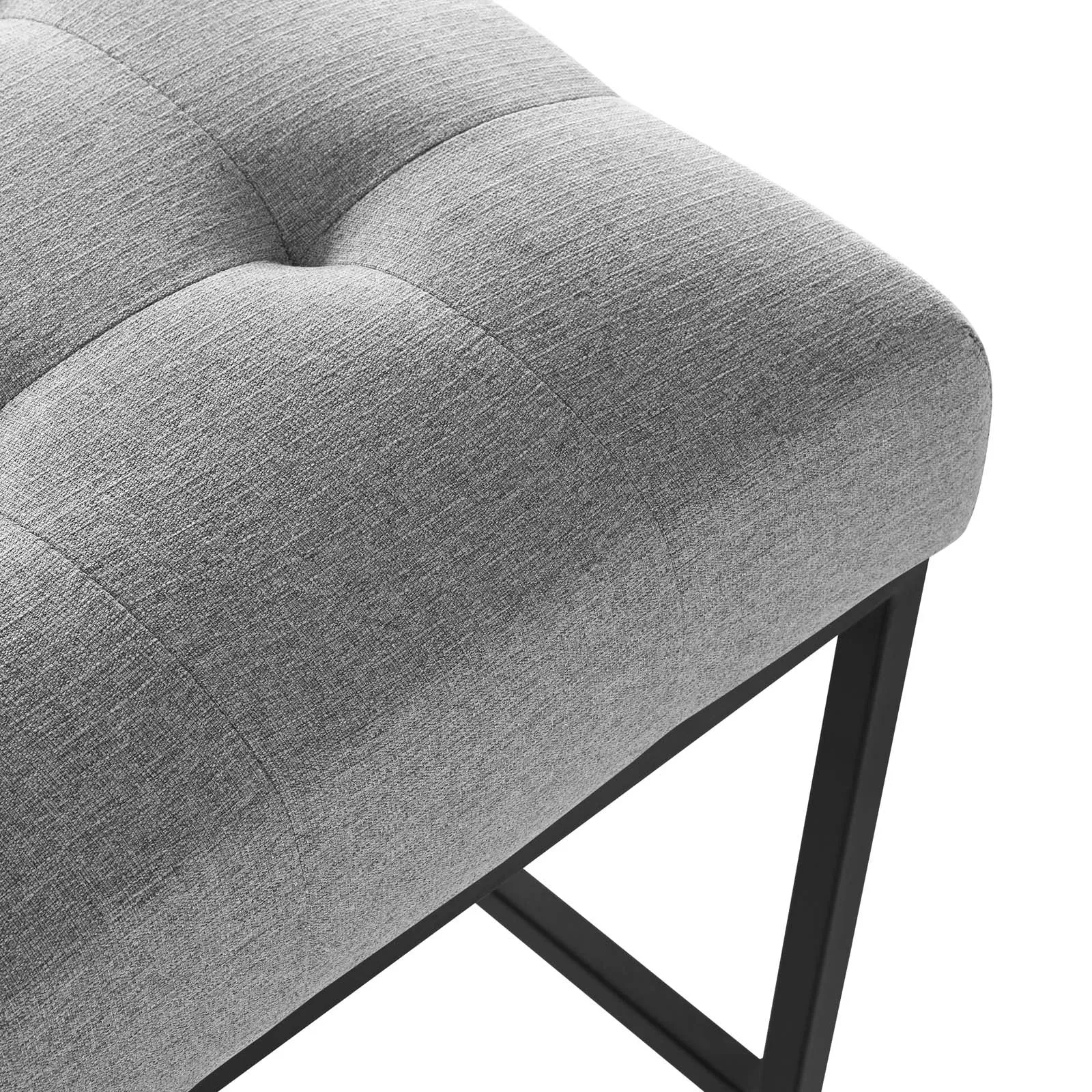 Privy Black Stainless Steel Upholstered Fabric Bar Stool by Modway