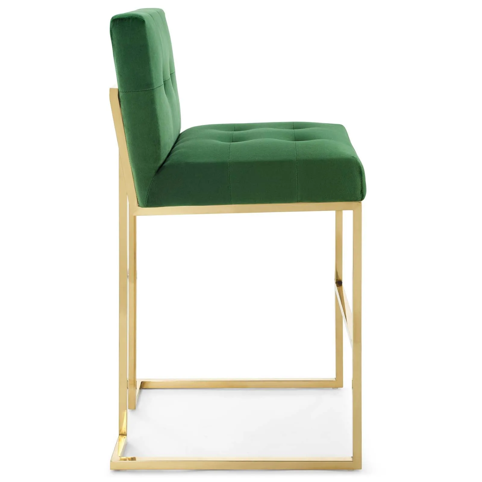 Privy Gold Stainless Steel Performance Velvet Bar Stool by Modway
