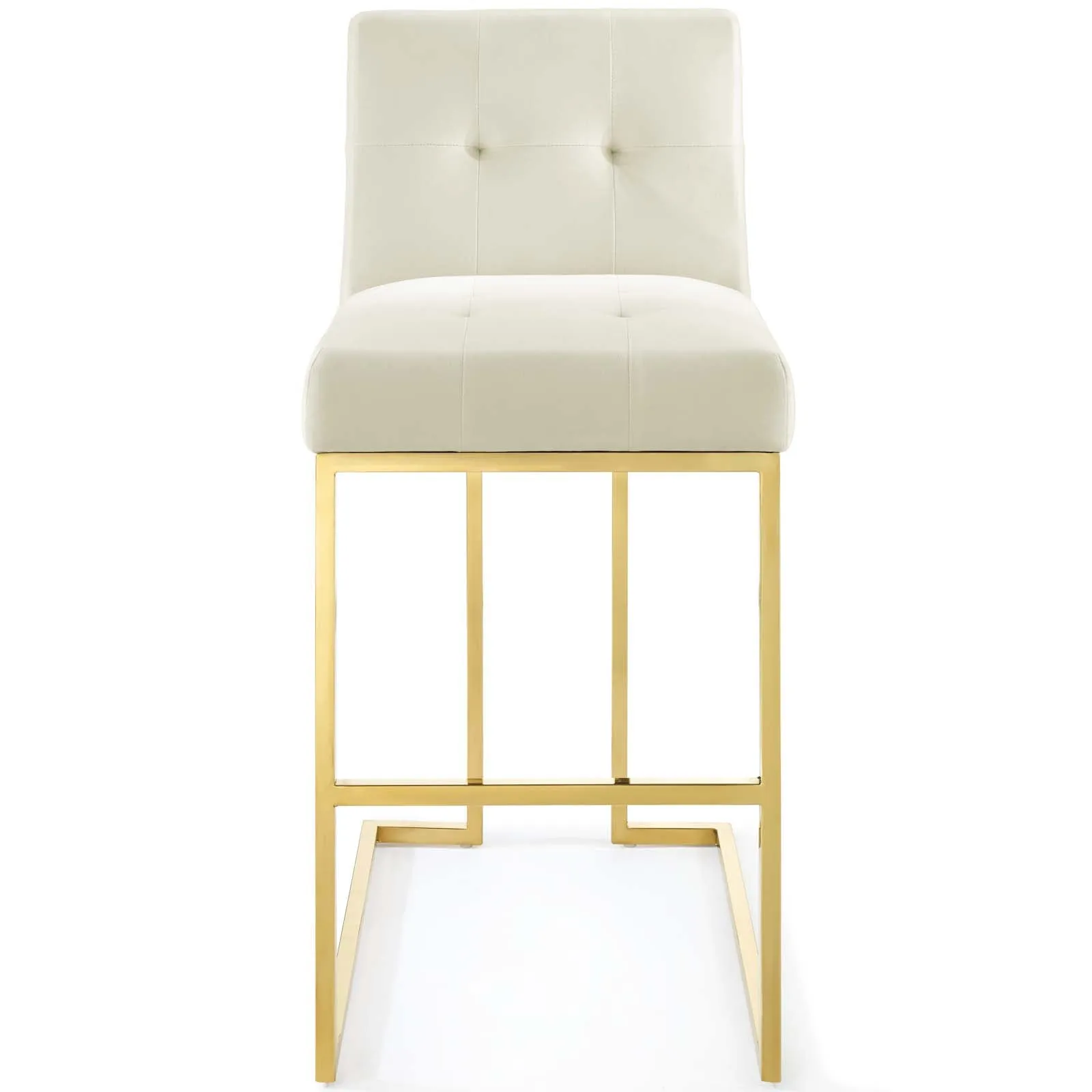Privy Gold Stainless Steel Performance Velvet Bar Stool by Modway