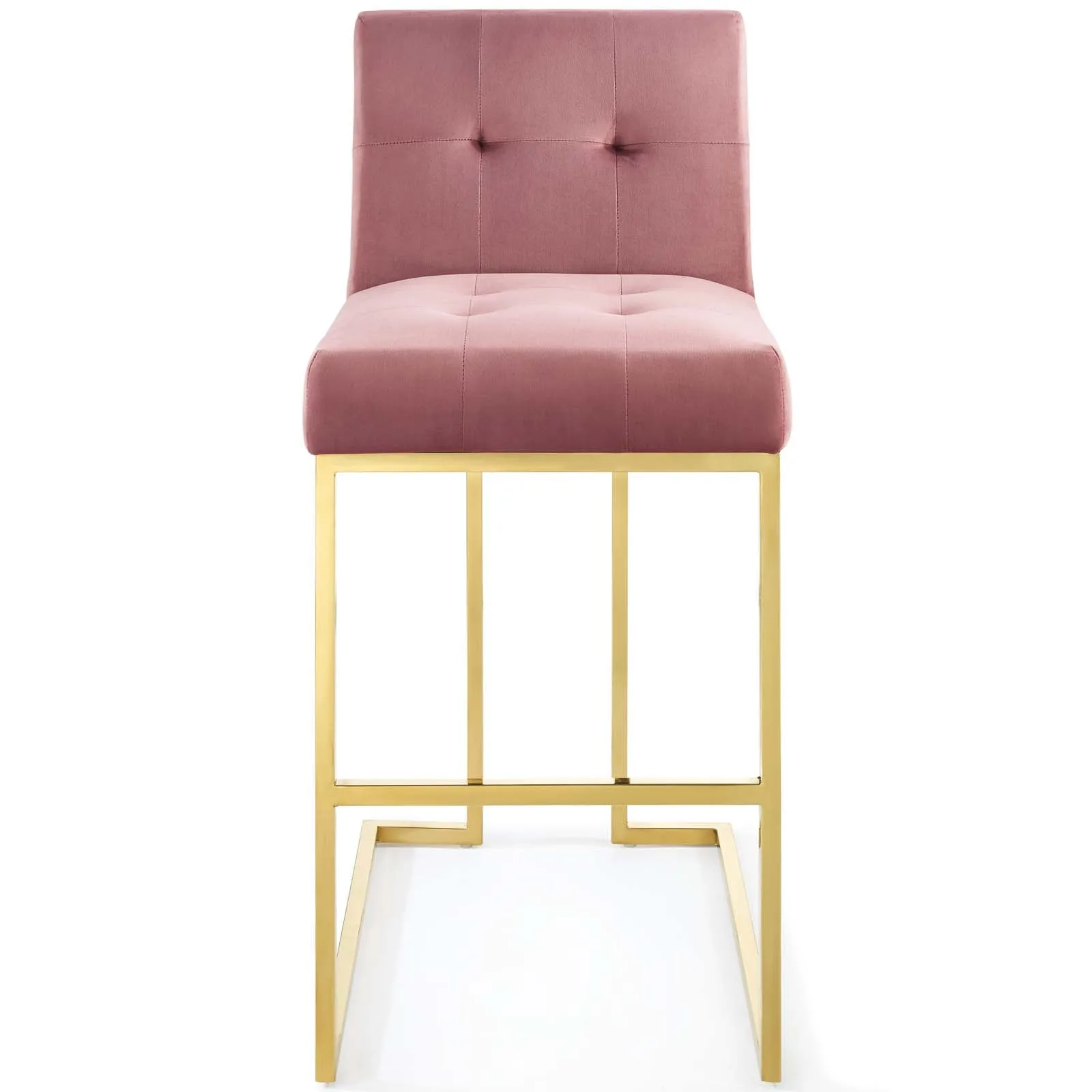 Privy Gold Stainless Steel Performance Velvet Bar Stool by Modway