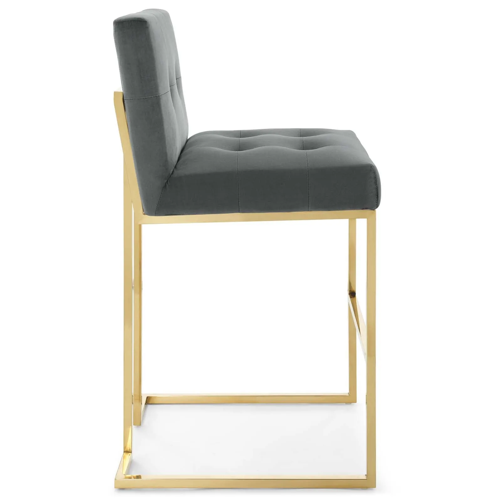 Privy Gold Stainless Steel Performance Velvet Bar Stool by Modway