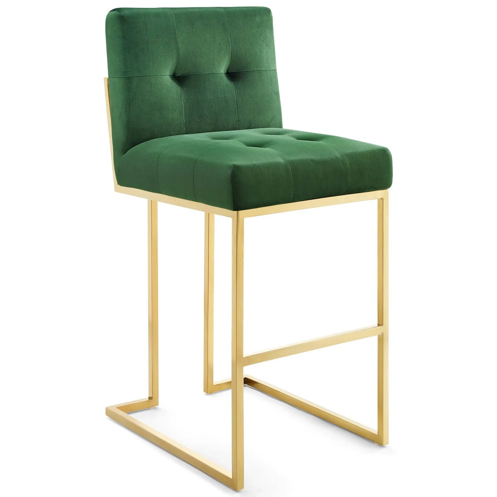 Privy Gold Stainless Steel Performance Velvet Bar Stool by Modway