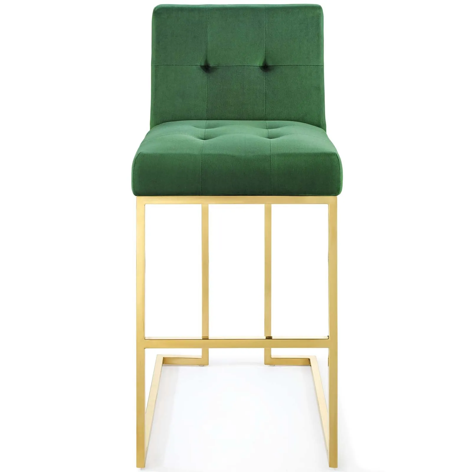 Privy Gold Stainless Steel Performance Velvet Bar Stool by Modway