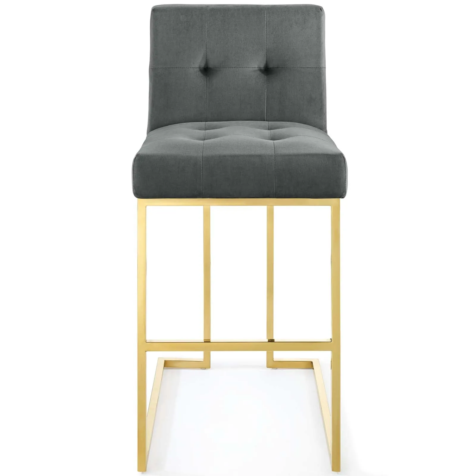 Privy Gold Stainless Steel Performance Velvet Bar Stool by Modway