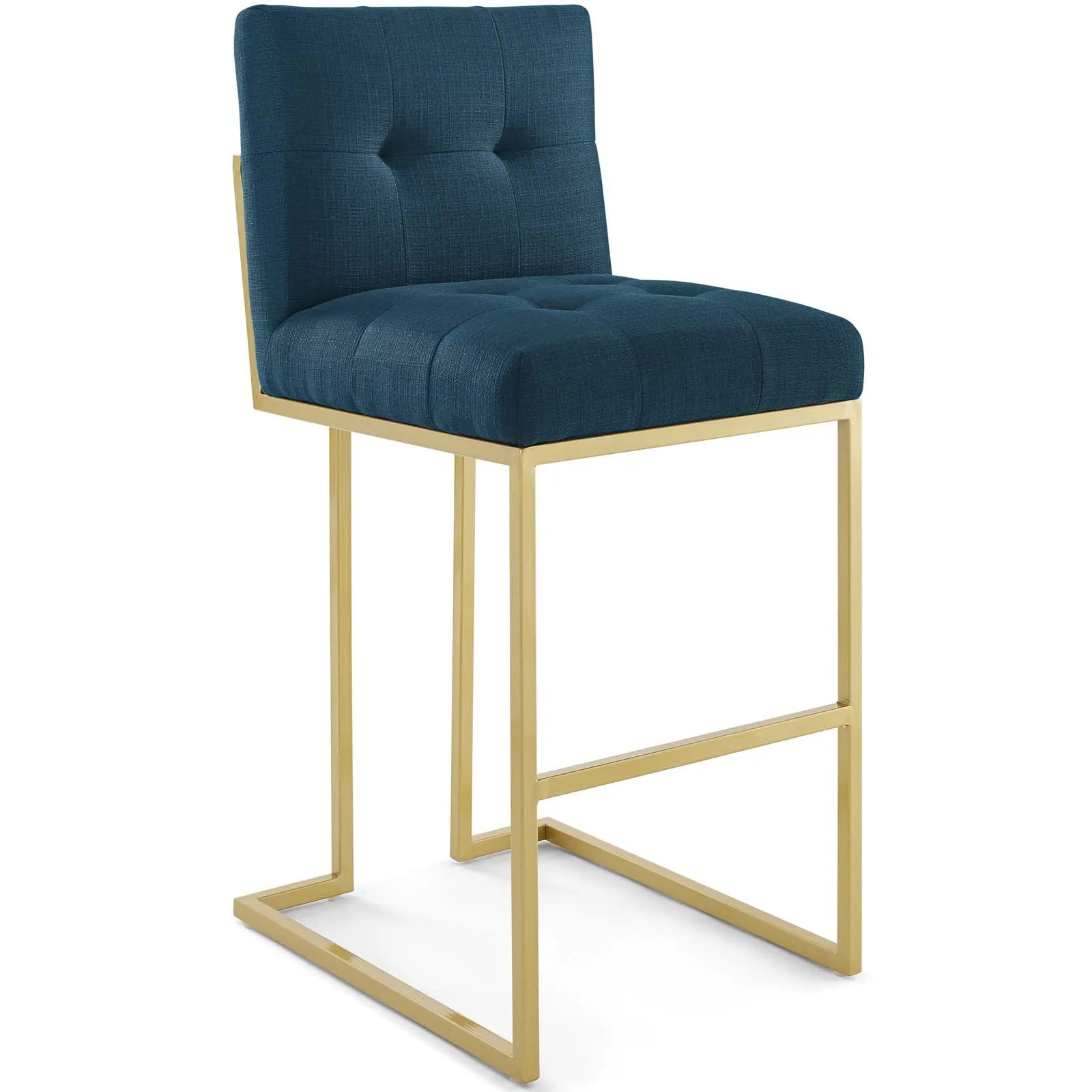 Privy Gold Stainless Steel Upholstered Fabric Bar Stool Set of 2 by Modway