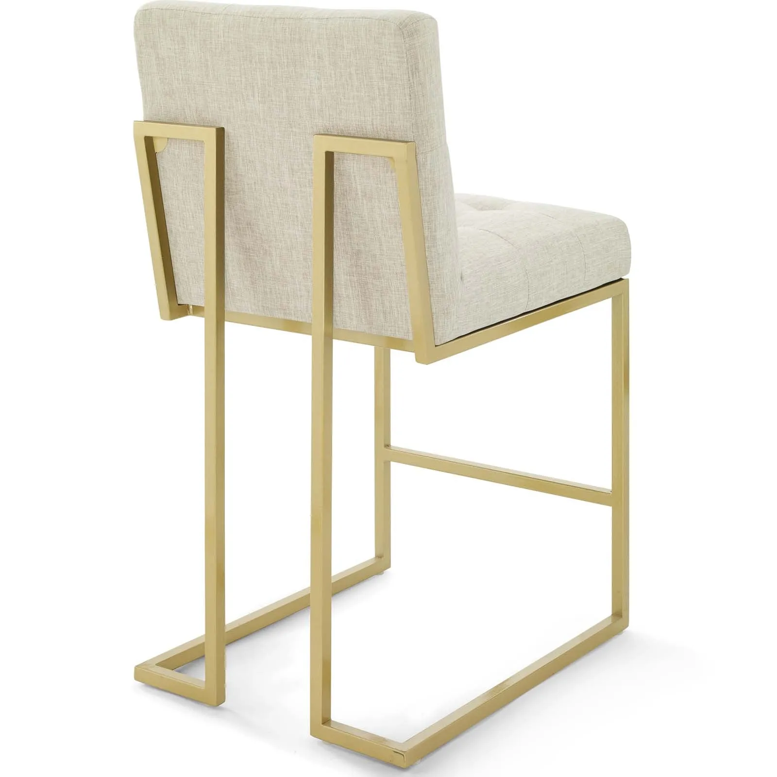 Privy Gold Stainless Steel Upholstered Fabric Counter Stool Set of 2 by Modway